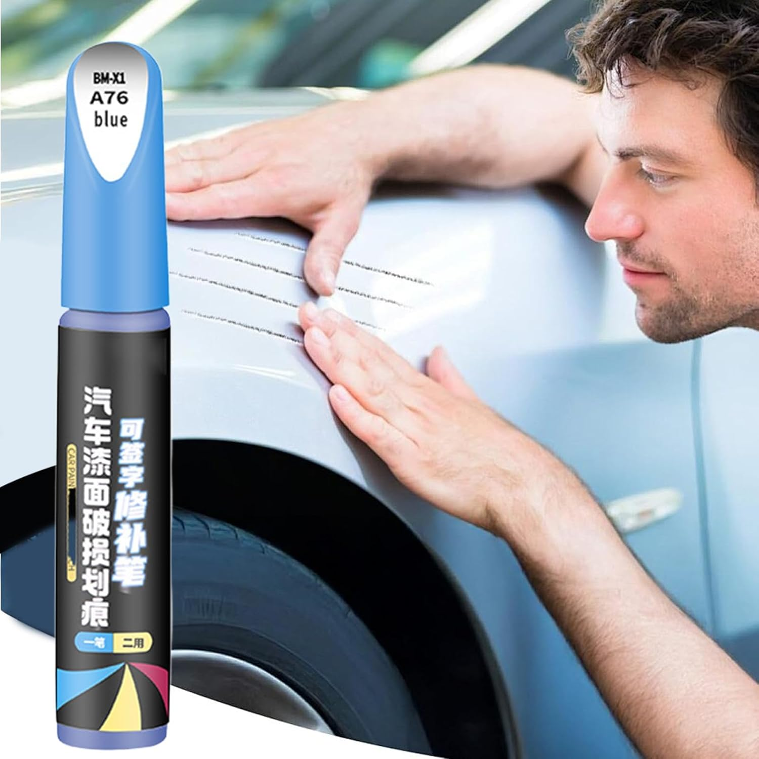 2PCS Auto Paint Repair Pen,Scratch Removal Pen for Car - Portable Vehicle Paint Maintenance Tool for RV Truck, Automotive Scratch Remover(Lake Blue) - Dark Gray image number 5