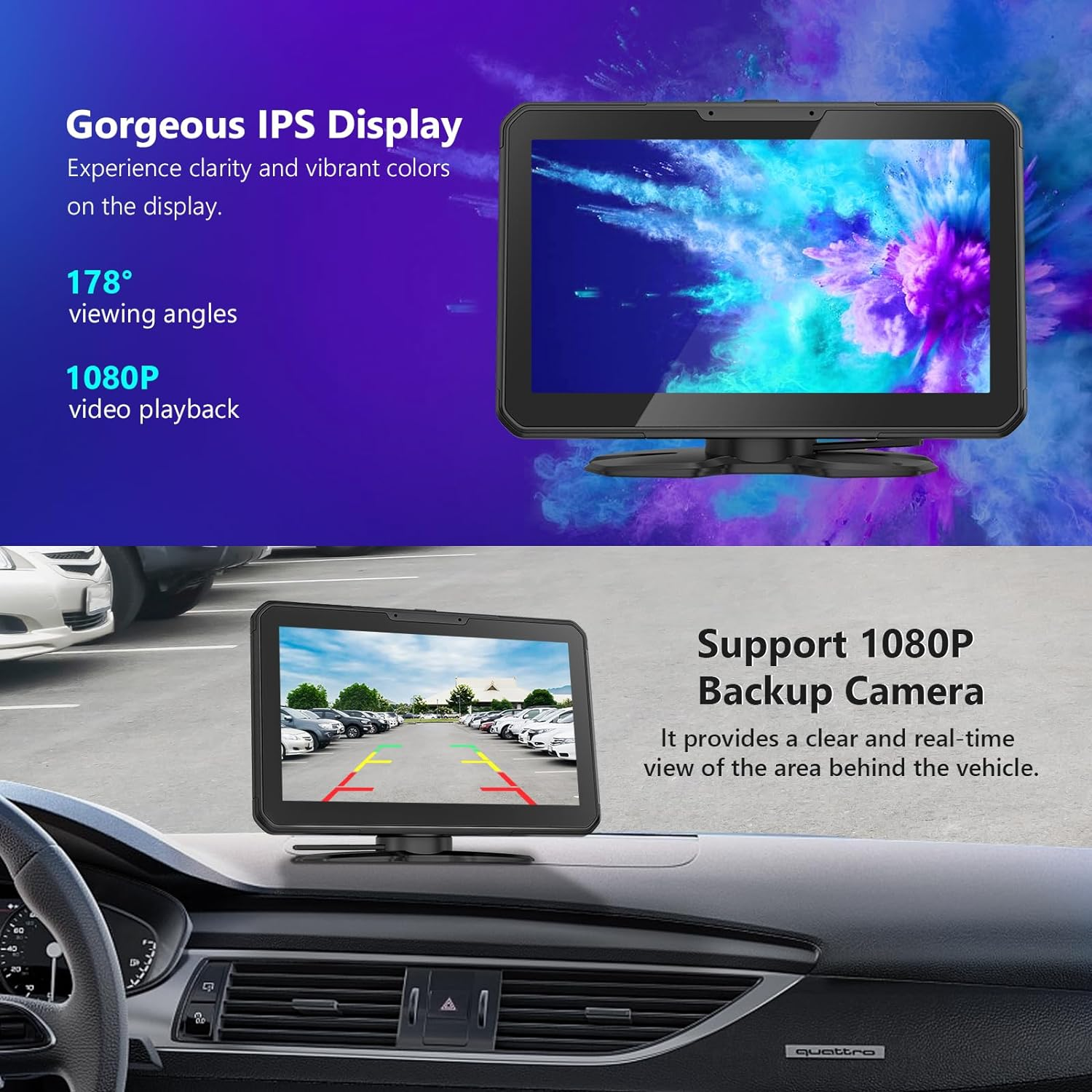 Eonon 7 Inch Portable Car Stereo, Wireless Carplay & Android Auto, Touch Screen Car Audio Receivers with Airplay, FM Transmitter, AUX, Bluetooth, Backup Camera image number 6