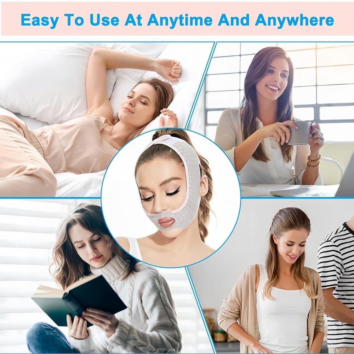 Beauty Face V-Face Lifting and Tightening Bandage, Chin Strap for Double Chin for Woman, V-Line Shaping (1Pack) (Grey, One Size) image number 3