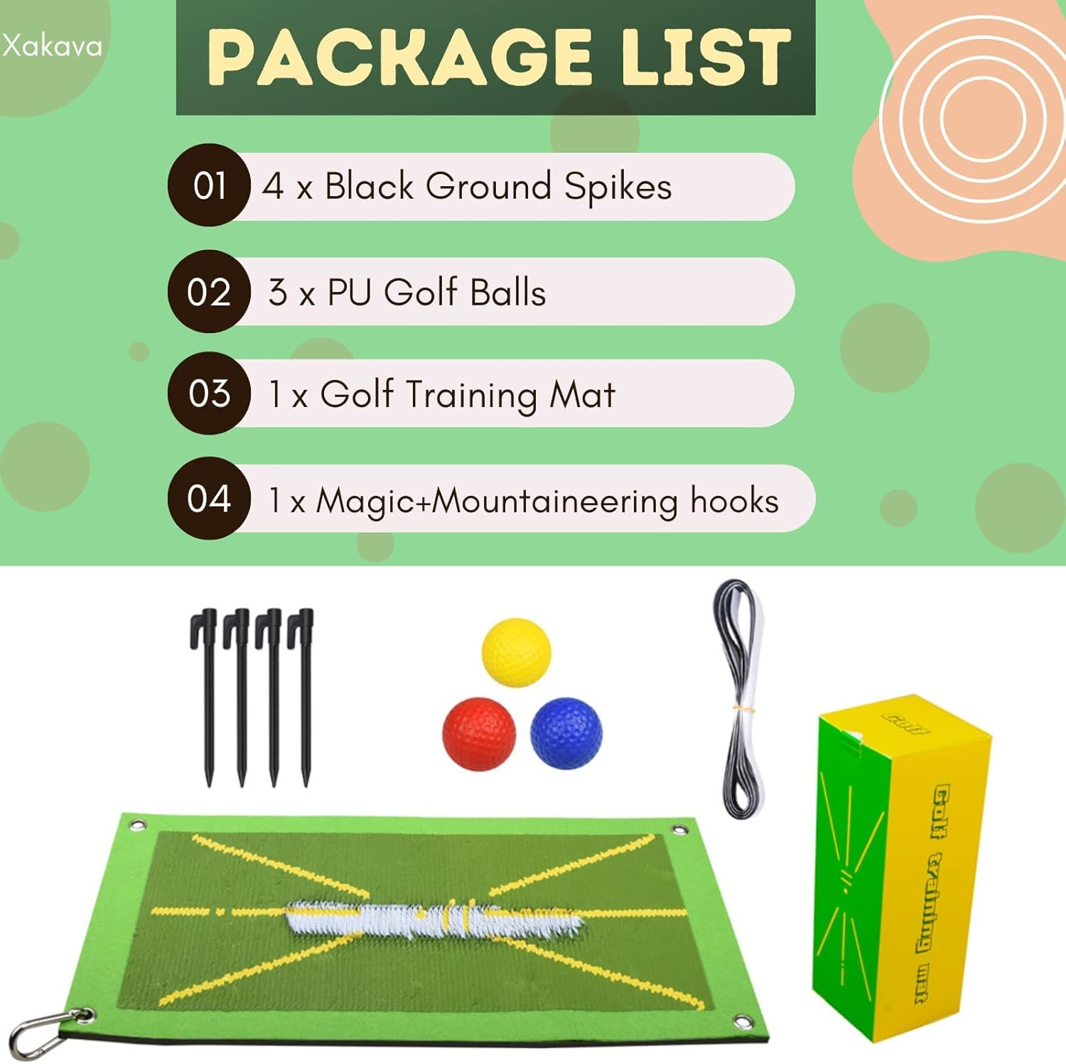 Swing Training Mat for Analyzing Swing Path, Mini Poratbal Golf Training Turf Mat for Swing Detection Batting Path Feedback Golf Hitting Mat,Indoor/Outdoor Golf Training Aid Equipment