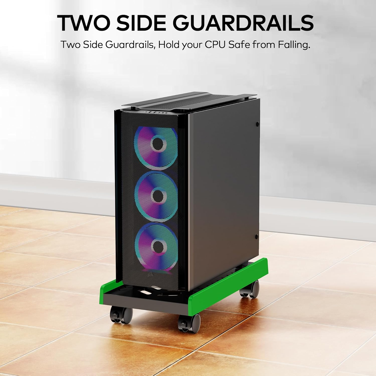 ACS01 Plastic Mobile CPU Stand, Computer Tower Stand, Fits Most Pcs under Desk, Ventilated PC Floor Cart for Office and Gamers, Black image number 4