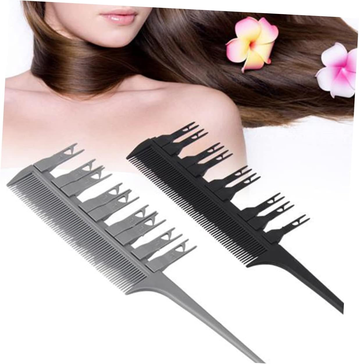 Vaguelly Hair Dye Comb with Hook Black Hair Coloring Brush Long Handle Salon Tint Tool for Even Color Application and Easy Use - Black image number 3