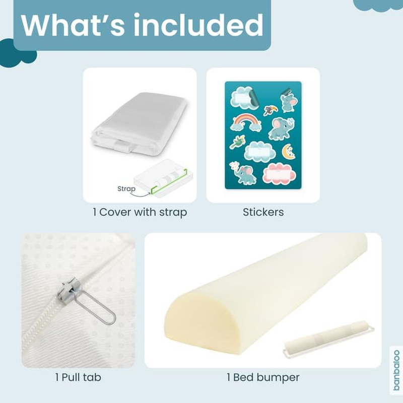 BANBALOO - Pack of 2 - Safety Barrier for Cots - Non-Slip Foam Railing for Travel for Double Beds 150 Cm 180 Cm Nest, Teepee and Montessori image number 4