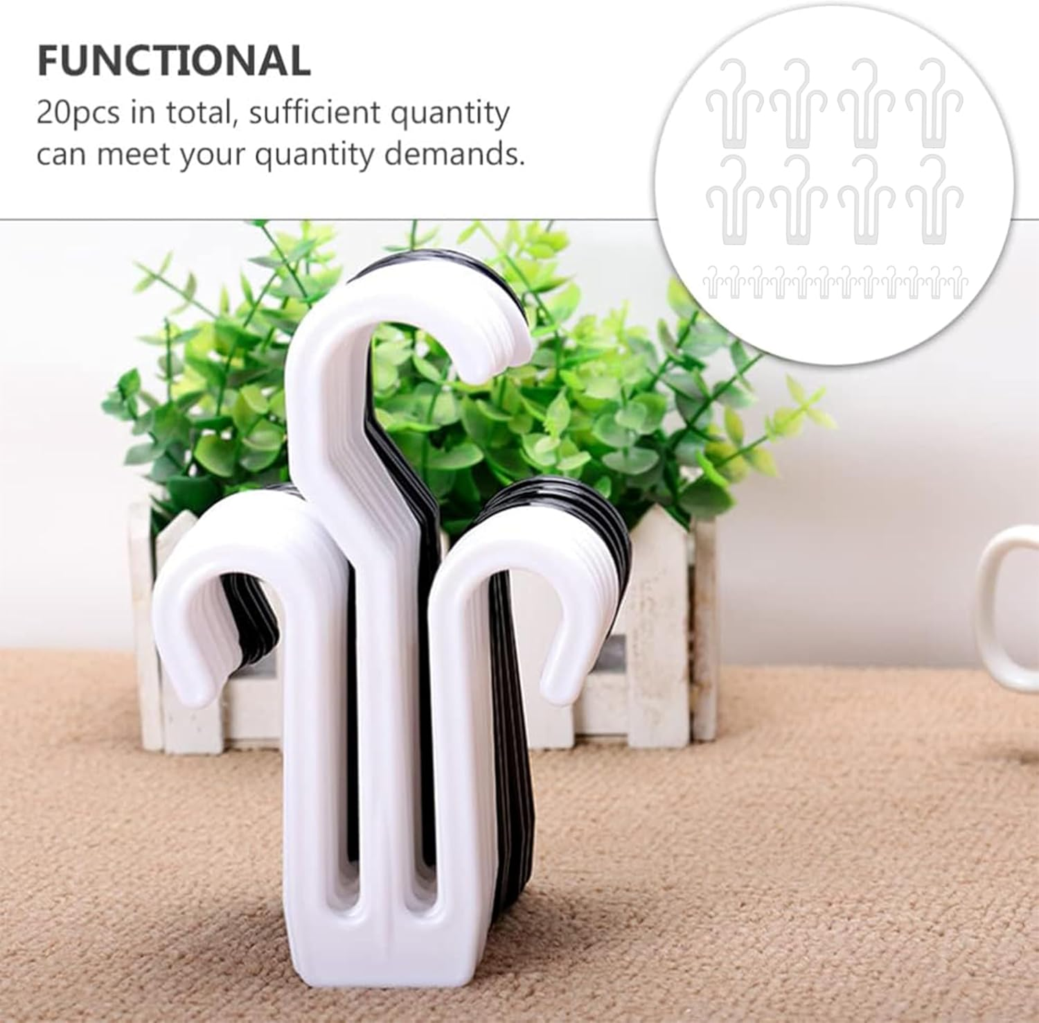 20-Pack Heavy Duty Shoe Rack Organizer with Multi-Purpose Hooks|Saving Design for Slippers/Sandals/Sneakers|Quick-Drying Non-Slip Retail Display Trays for Home,Store,Mall(White)