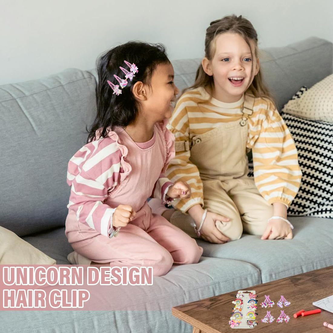 Pack of 18 Hair Clips Girls, Unicorn Butterfly Rainbow Flowers Hair Accessories, Cartoon Clips Children, Cute Hair Clip Small for Girls Children Baby Gift image number 3