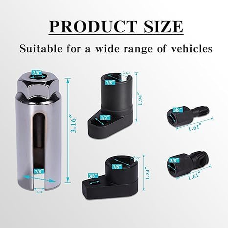 5 PCS Automotive Tool Oxygen Sensor Socket Set Wrench Remover Tool and Thread Chaser Set, Car Accessories O2 Oxygen Sensor Socket Set for Removing and Install Oxygen Sensors image number 4