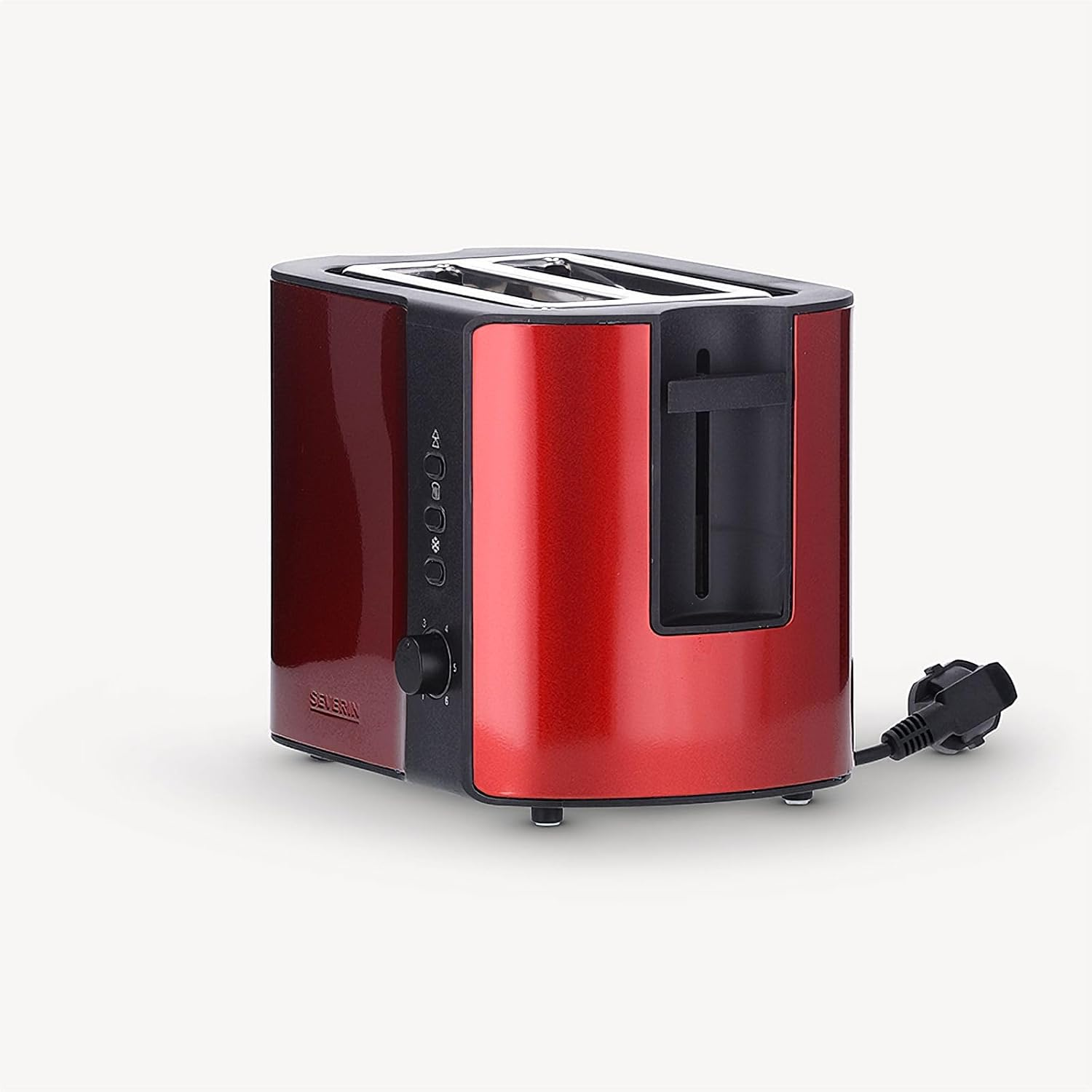 Severin Automatic Toaster, 2 Slice, Stainless Steel, Red, 800W, 6 Browning Levels, Bun Attachment, Defrost, Warm, Automatic Shut Off image number 4