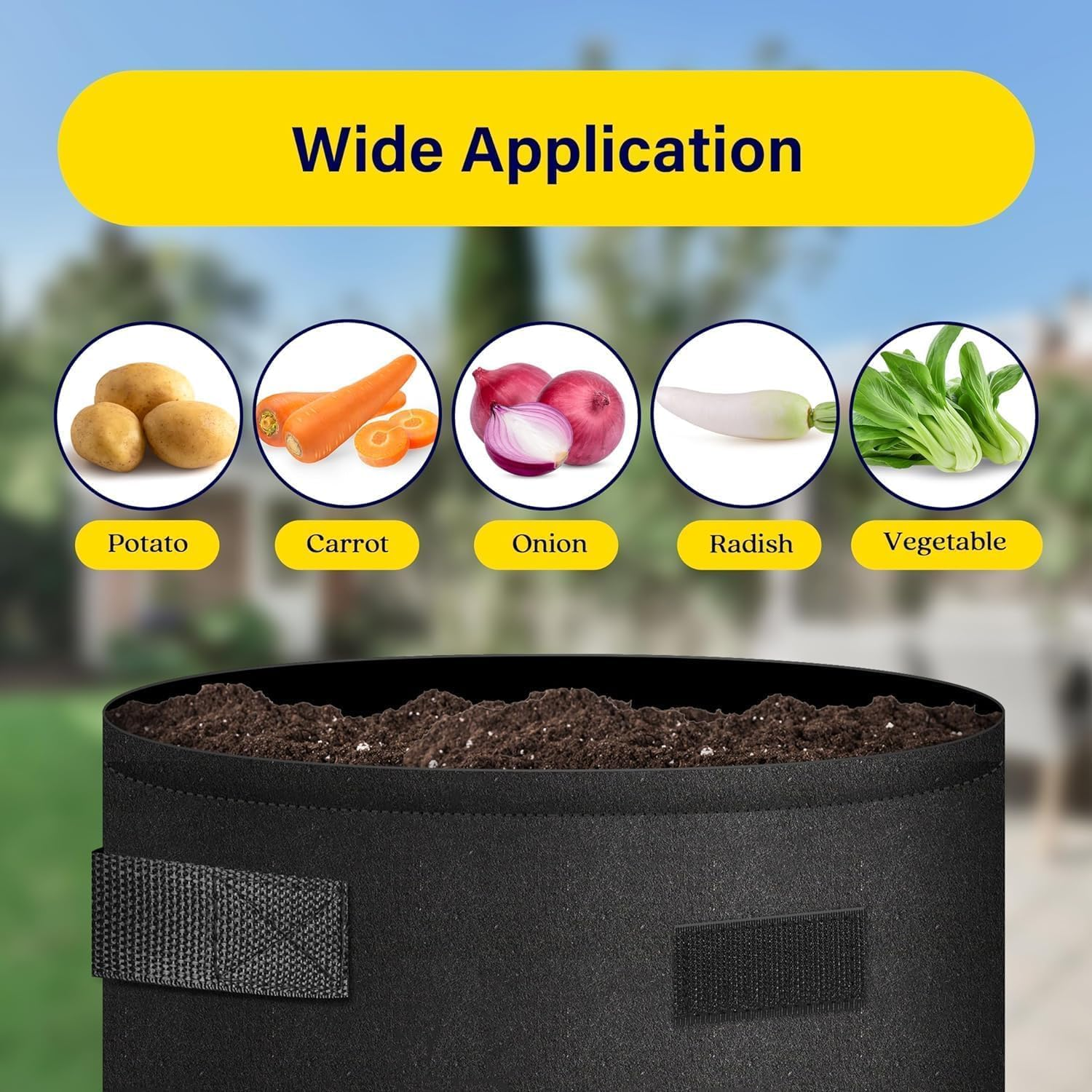 6 Pack，10 Gallon Potato Grow Bags，Potato Bags for Growing Potatoes,Garden Planting Pot with Durable Handle and Harvest Window, Thickened Nonwoven Fabric Container for Potato, Tomato, Carrot 35*35*40Cm image number 4