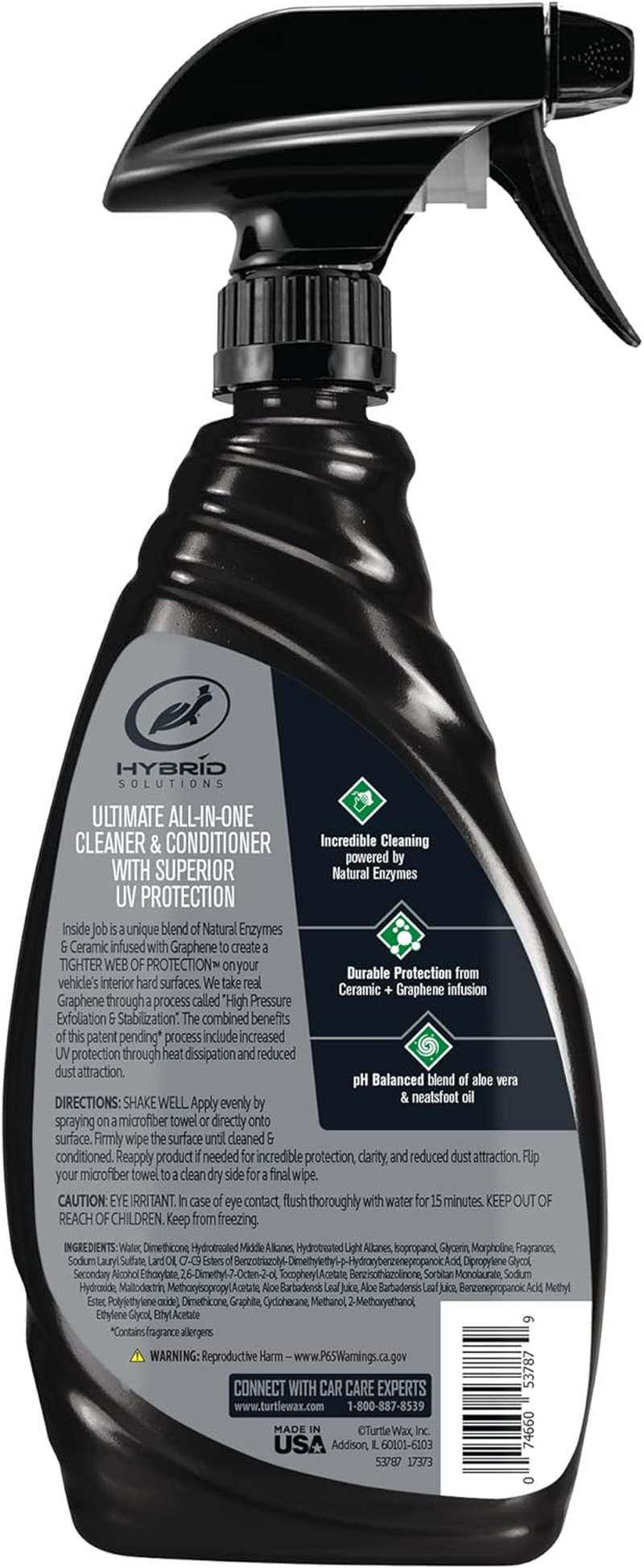Turtle Wax 53787 Hybrid Solutions Ceramic Graphene inside Job, Interior All Purpose Car Cleaner and Protectant, Odor Eliminator, Works on Leather, Vinyl, Plastic, Rubber and More, 16 Fl Oz