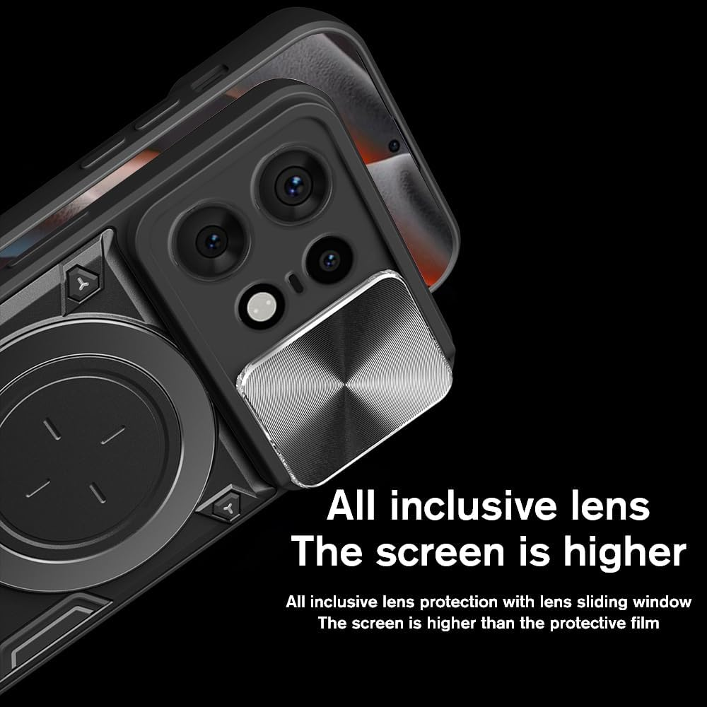 For Motorola Edge 50 5G (6.7 Inch) Case Shockproof with Back Camera Slide Window Cover, FORZARMOR Ring Kickstand Armor Military Rugged Cover (For Edge 50, Black) image number 6