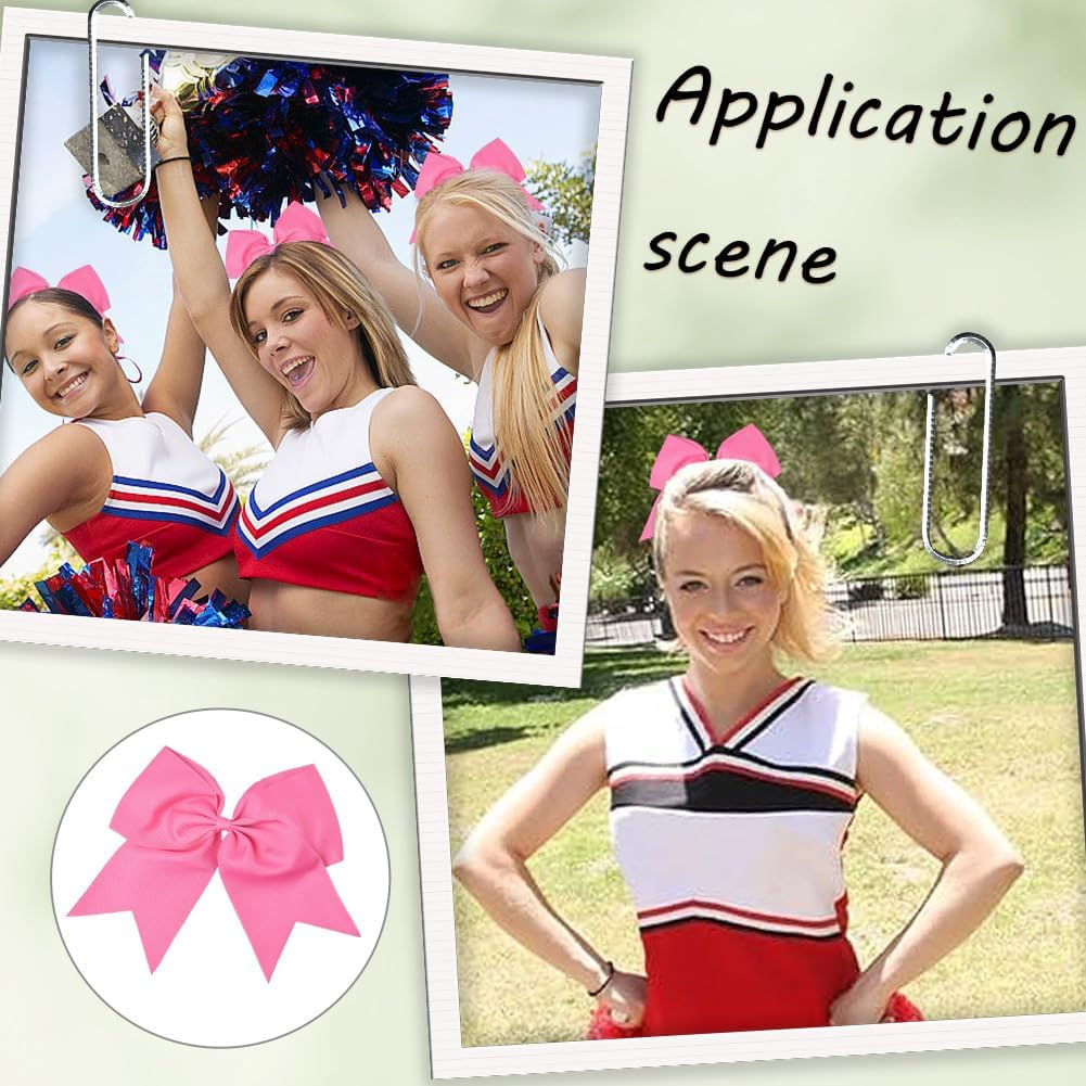 SUNNYCLUE 1 Box 2Pcs Pink Pony Tail Bows Hair Bow Ties Coquette Cute Hot Pink Large Jumbo Cheerleading Bows Knot Pony Tail Hairties Band for Women Sports Softball Cheer Hairs School College Supplies