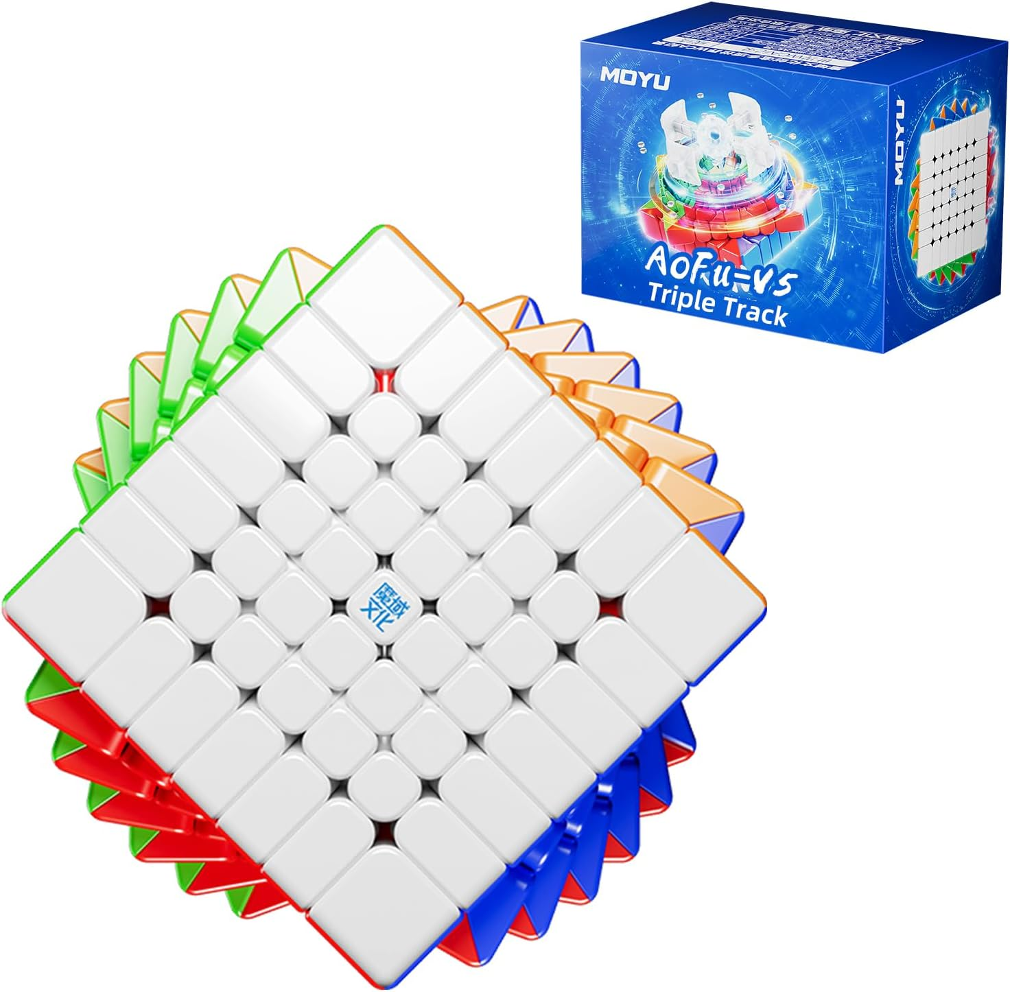 Cubershop Moyu Aofu V5 Dual Track 7X7 Magnetic Speed Cube, Professional 7X7X7 Adjustable Tension Cubing, Anti-Pop Smooth & Lightweight, 2.44 In. Moyu Cube (Aofu WRM V5 Dual Track, Matte Frosted) image number 6