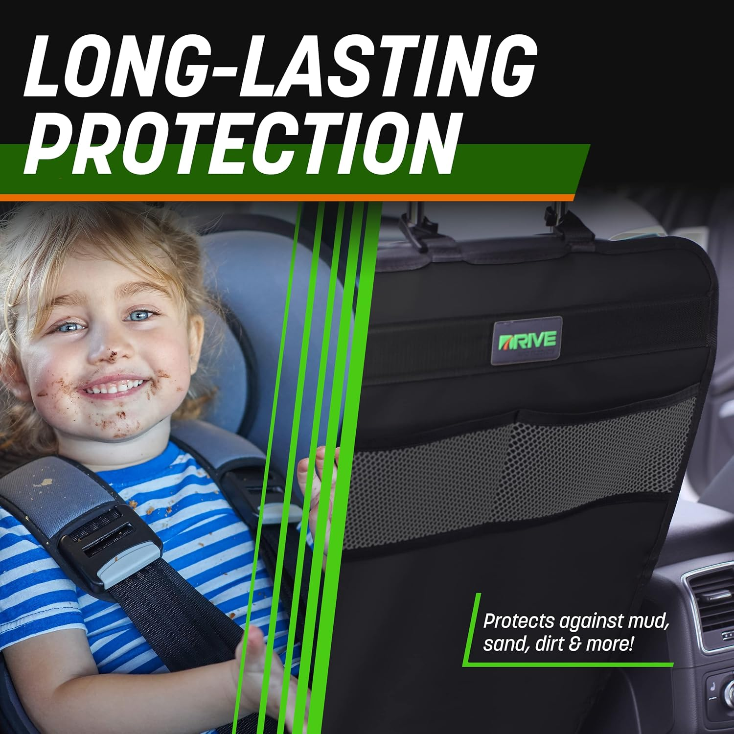 Drive Auto Products Heavy Duty Kick Mats, Black (2 Pack) - Best Car Seat Back Protector, Reversible Backseat Child Kick Guard Protects Automotive Leather Fabric from Dirt - Industrial Strength Mat image number 2