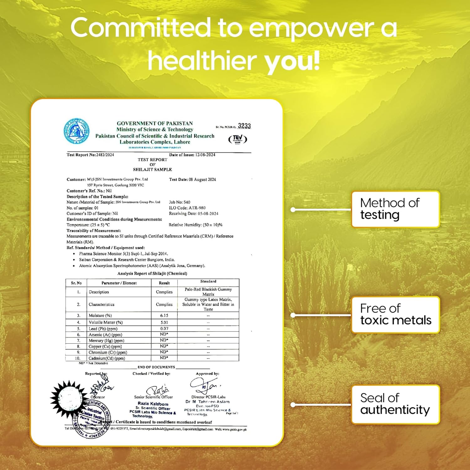 Shilajit Gummies 15000Mg | Pure Himalayan Shilajit | Lab Tested | Rich in Fulvic Acid & 85+ Trace Minerals | Vegan Organic Product for Daily Energy & Wellness | 60 Gummies Honey Ginger Flavour image number 4