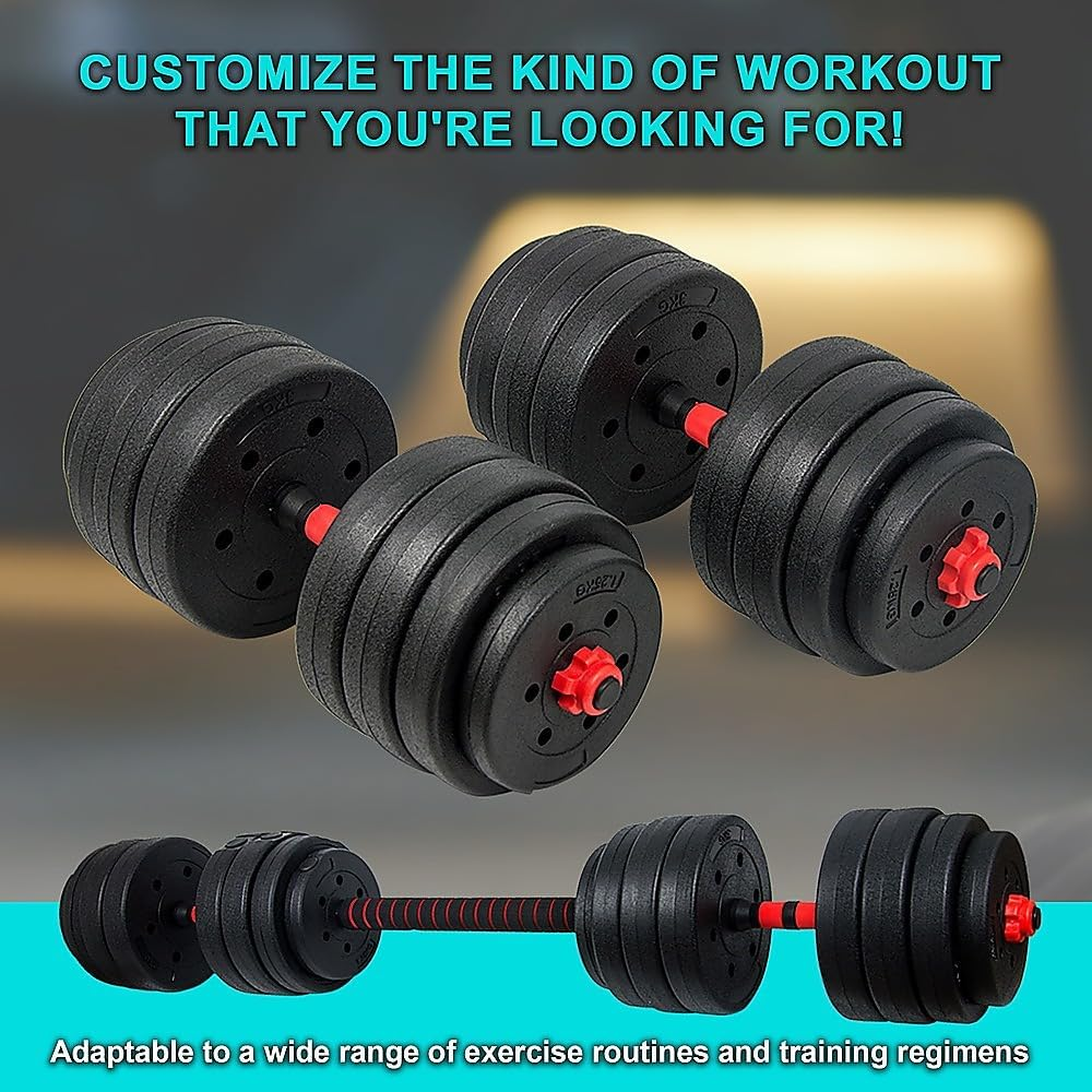 40Kg Adjustable Rubber Dumbbell Set Barbell Home GYM Exercise Weights image number 5