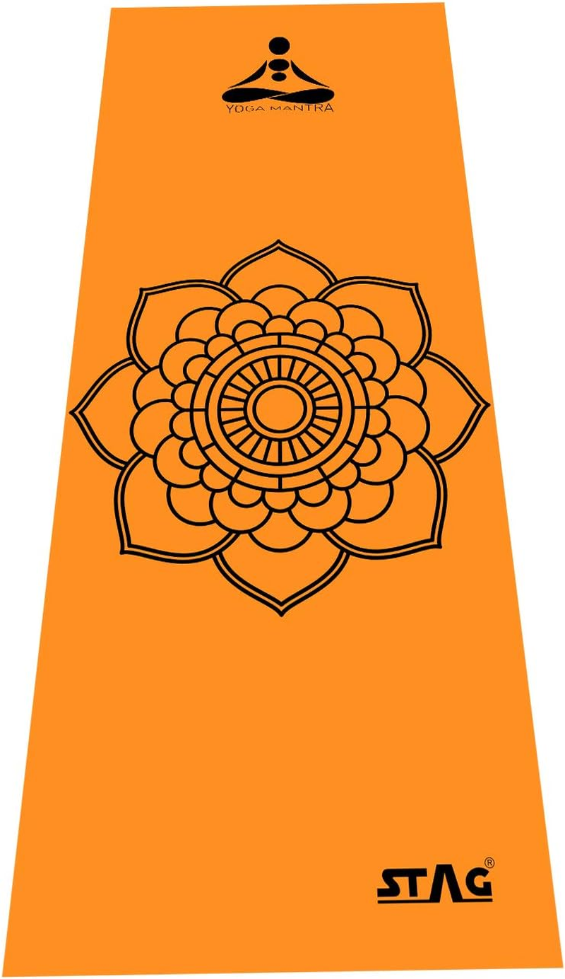 Stag Designer Yoga Mat | Color: Orange | Size: 6Mm | Material: Foam | Dimension: 6Ft X 2Ft | Durable and Flexible to Use | Ideal for Yoga, Pilates, Stretching and Toning Workouts image number 4