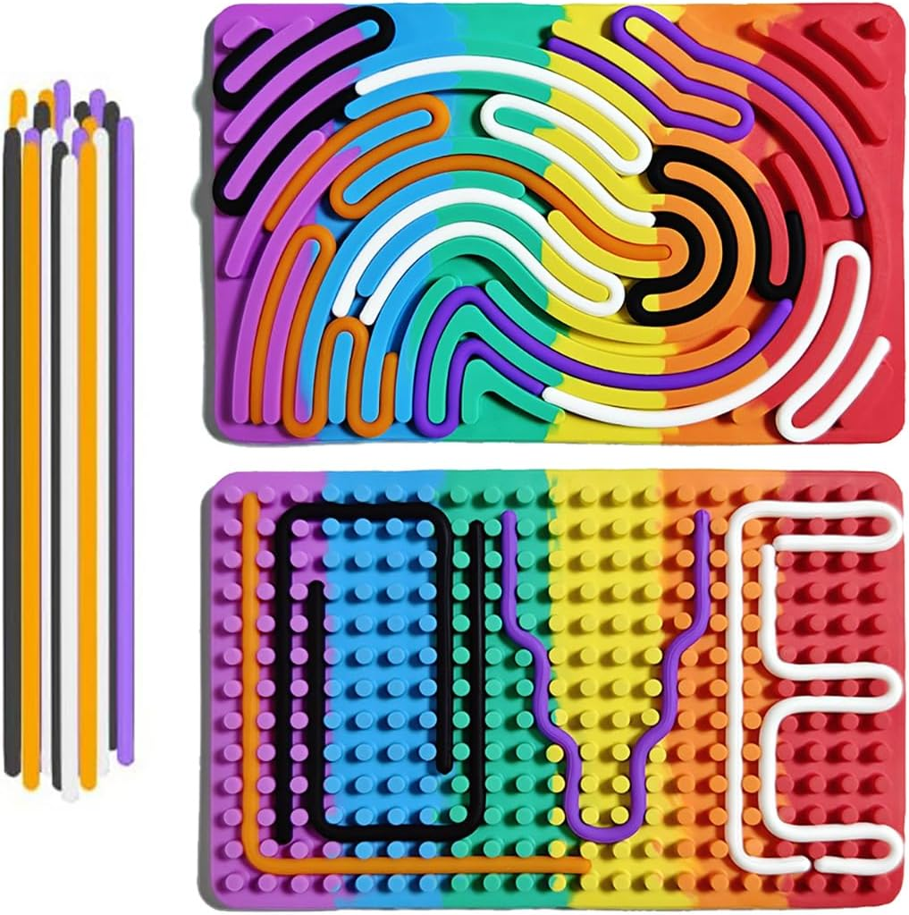 Sensory Activity Board for Kid,Double-Sided Sensory Board for Calming, Stress, Anxiety, ADHD & Autism, Travel Calming Activities (Rainbow) image number 3