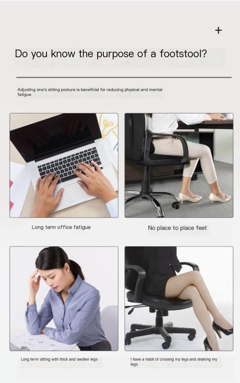 Black Home Office Footrest Footstool with Massage Nodes image number 3