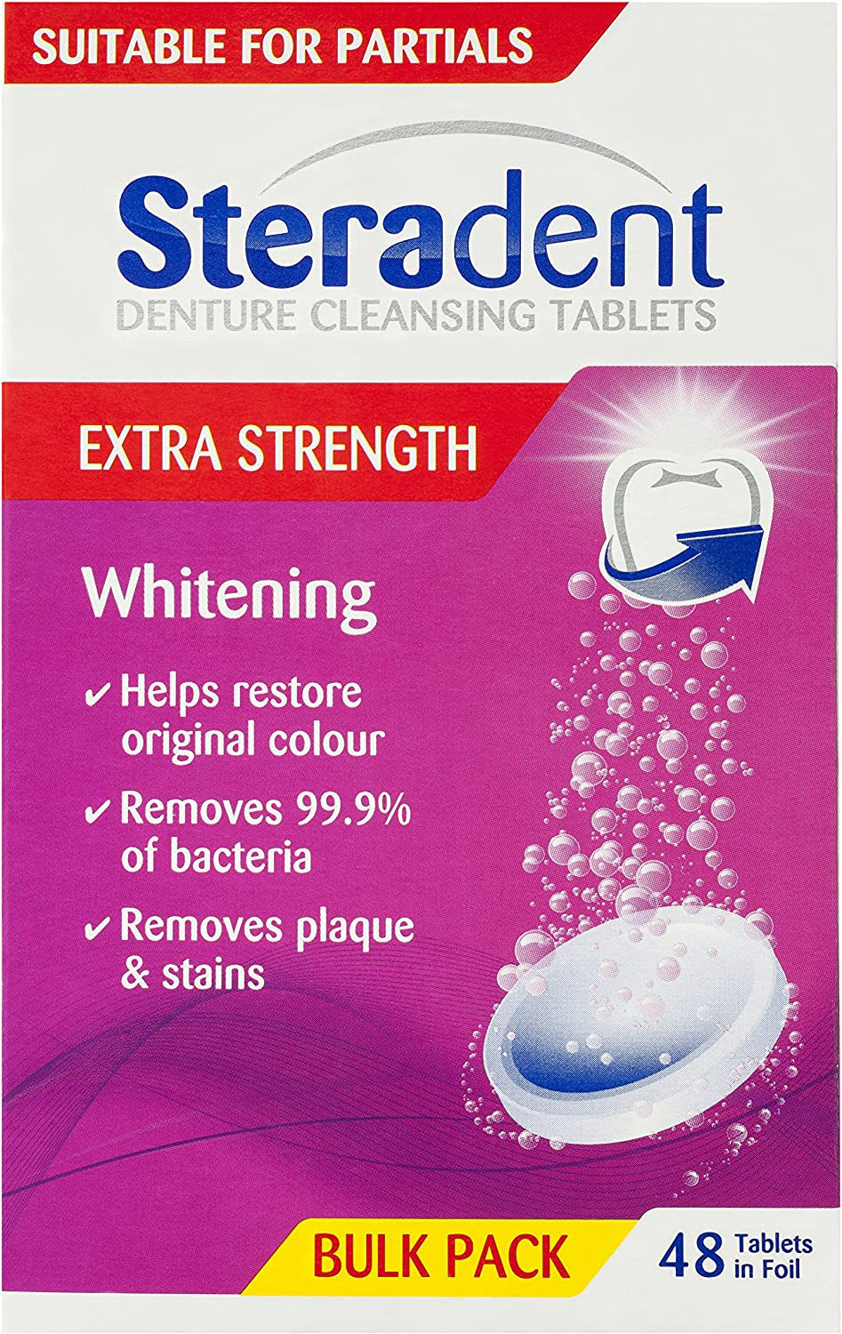 Steradent Denture Cleansing Tablets Arctic Tablets (Pack of 48) image number 2