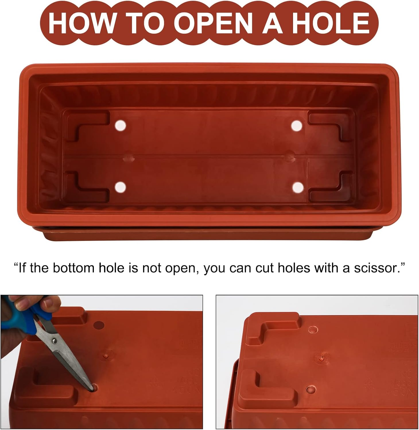 6 Packs Window Box Planter, 17 Inches Flower Window Box Rectangular Plastic Vegetable Planters with Trays for Windowsill, Patio, Garden, Balcony, Brick Red image number 2