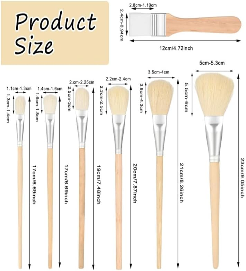 Paint Brushes for Acrylic, Assorted Size Paint Brushes Blending Brush with Wooden Handle Artist Brushes for Acrylic Watercolor Oil Painting Face Body Art 7 PCS image number 5