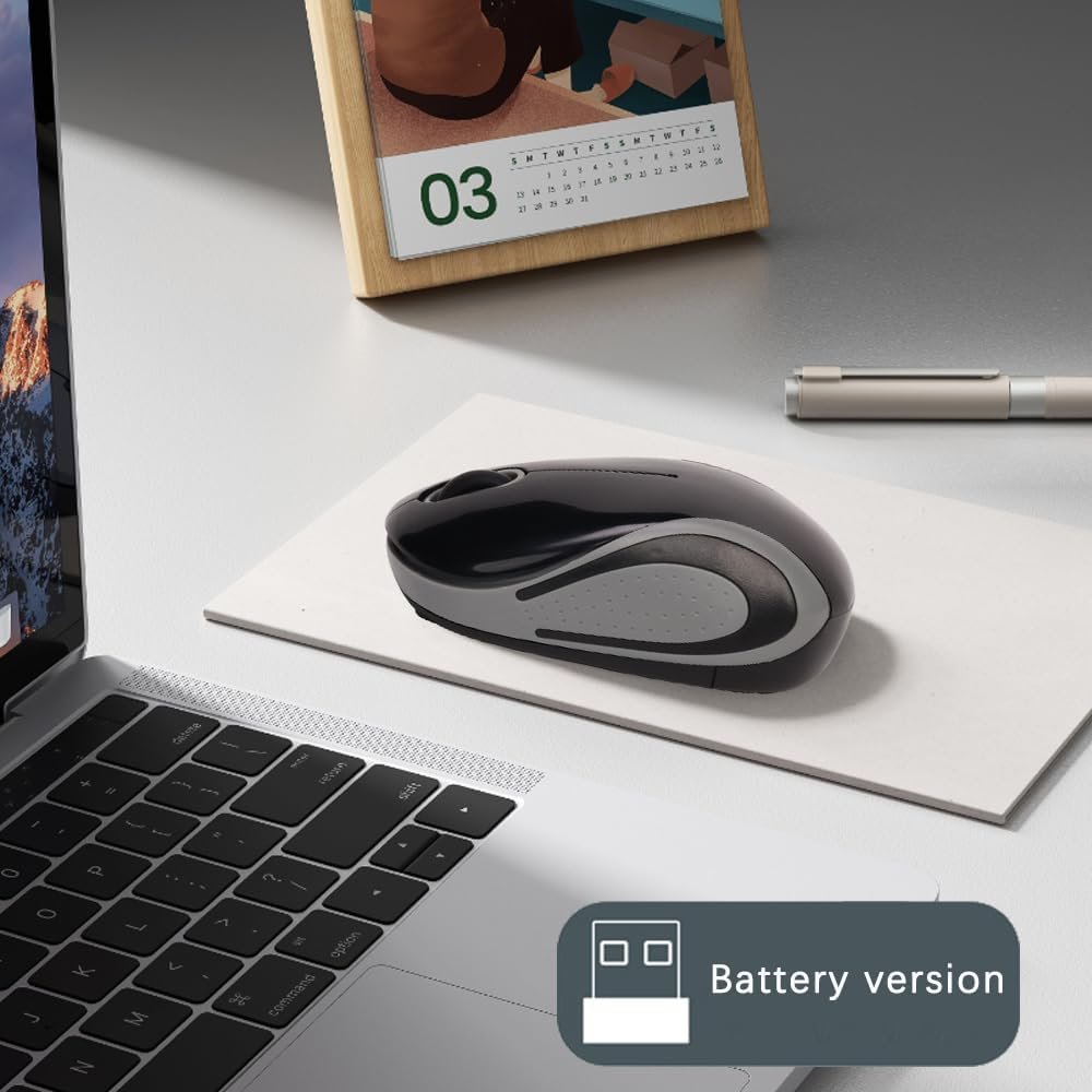 Wireless Mouse for Laptop, SUIJIEEN 2.4G Silent Mouse Wireless Bluetooth Mouse for Mac, Macbook Pro/Air, Ipad, and PC Small Portable,Black image number 3