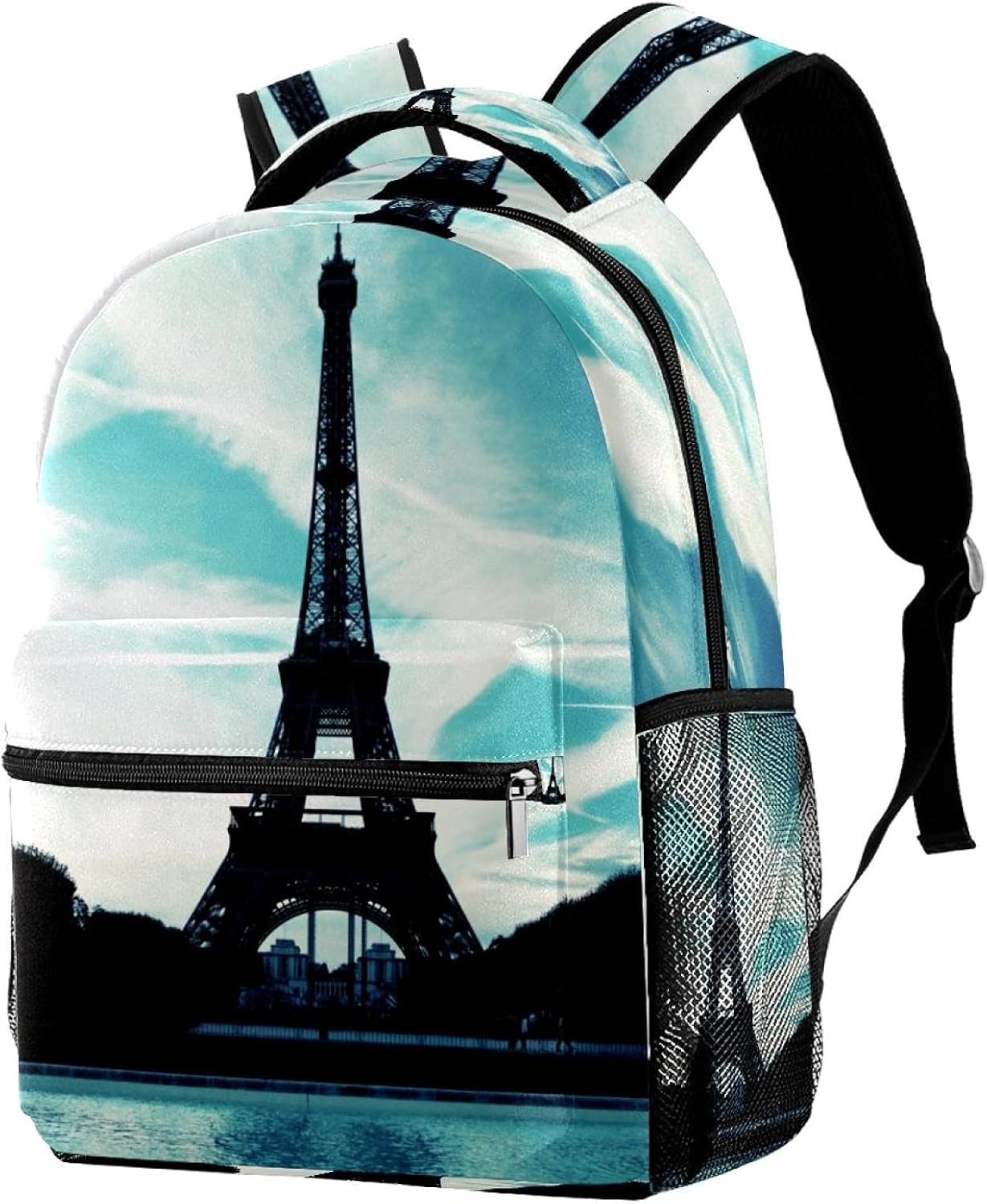 Silhouette Eiffel Tower Backpack Students Shoulder Bags Travel Bag College School Tote Backpacks