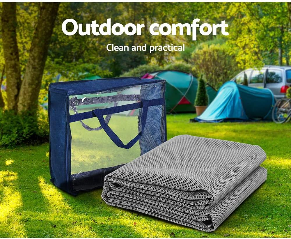 Weisshorn 3 X 2.5M Picnic Blanket, Floor Mat Outdoor Picnics Rug Camping Tarp Caravan Mesh Mats Annex Matting Ground Sheet for Hiking Travel Beach Garden, Heavy Duty UV Treated with Carry Bag Grey