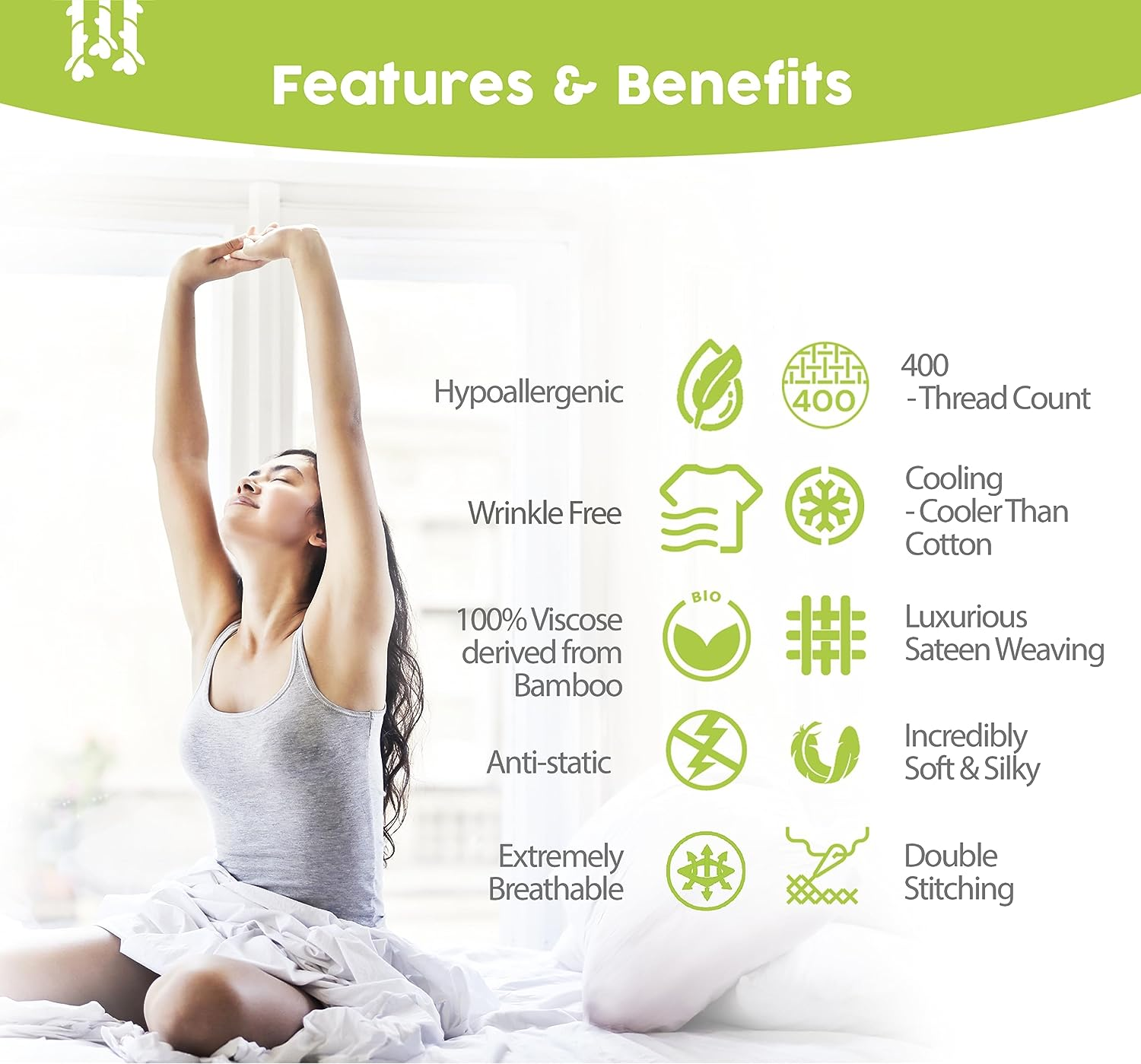 BAMPURE 4Pcs - 100% Viscose Derived from Bamboo Sheets Full Size Sheets Set - Super Soft Viscose Bamboo Cooling Sheets for Hot Sleepers - up to 16&rsquo;&rsquo; Deep Pocket - Luxury Series Full Sheet Set (S Gray) image number 2