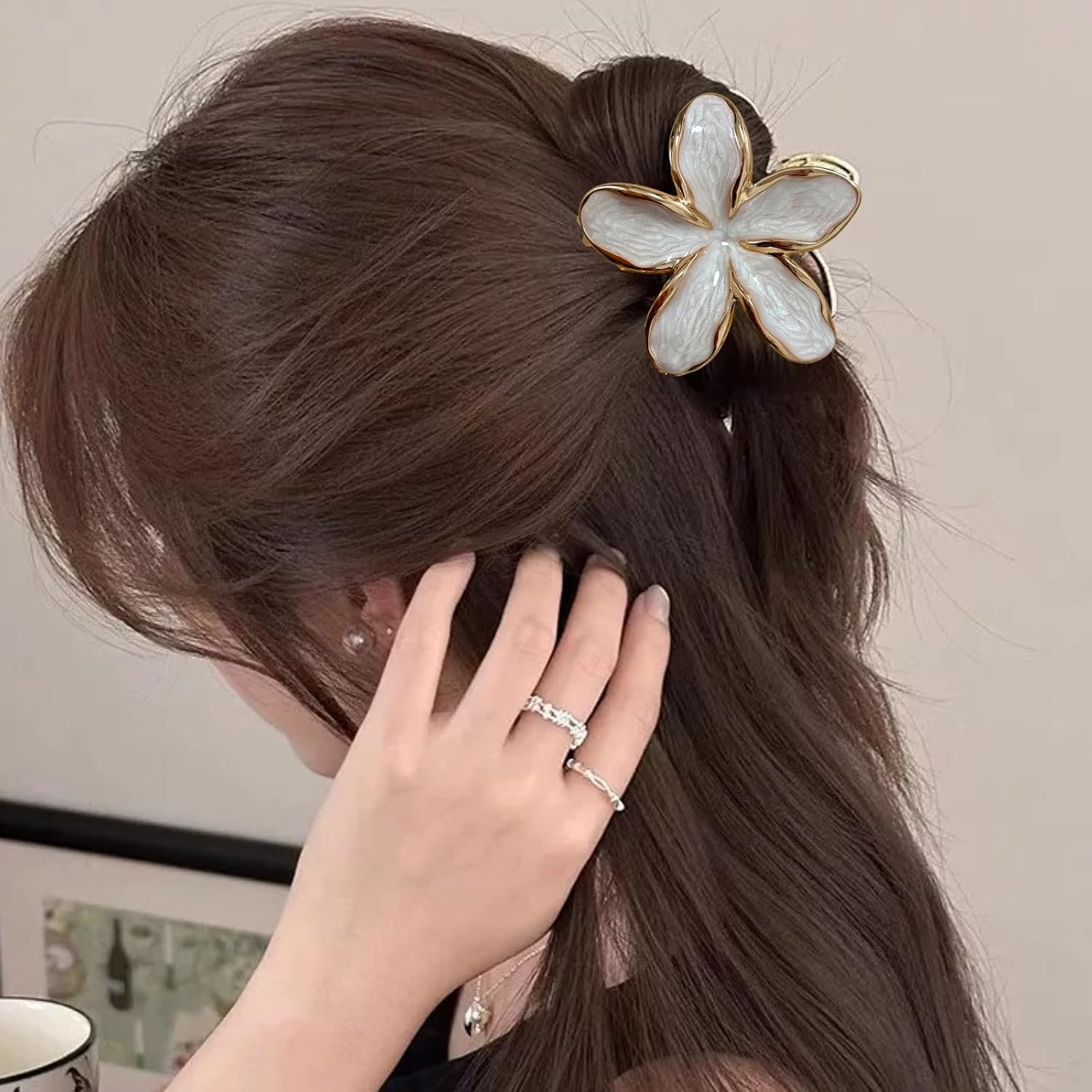 Ypkia Set of 3 Flower Hair Clips Small Set Hair Clips Women'S Metal Hair Clips Solid Claw Clips for Thick Thin Hair Women Girls image number 3