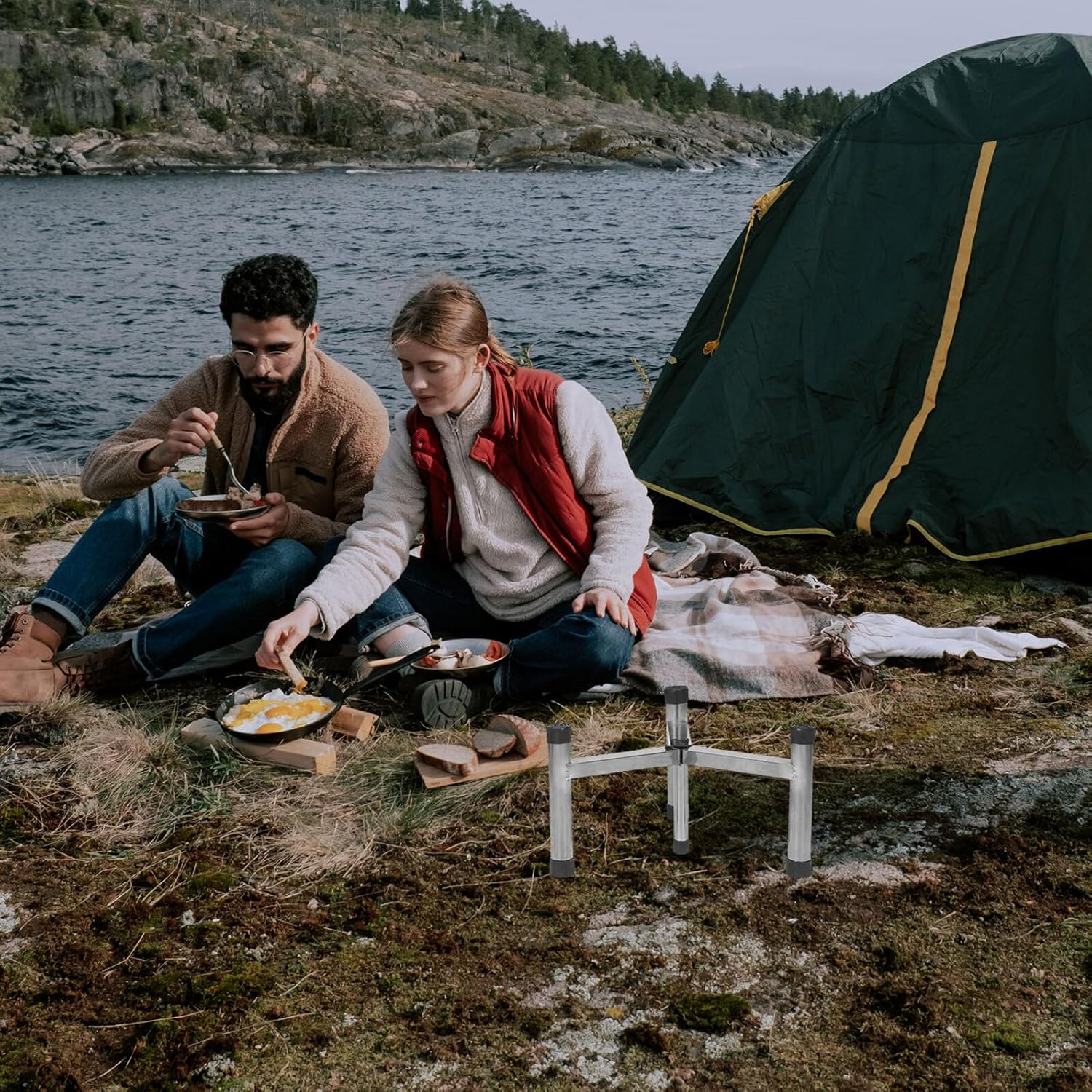 Stainless Steel Fire Pit Holder Stand 25Cm Outdoor Stove Bracket Rack Campfire Support Base for Small Fire Pits under 16 Inch Camping Cooking Gathering