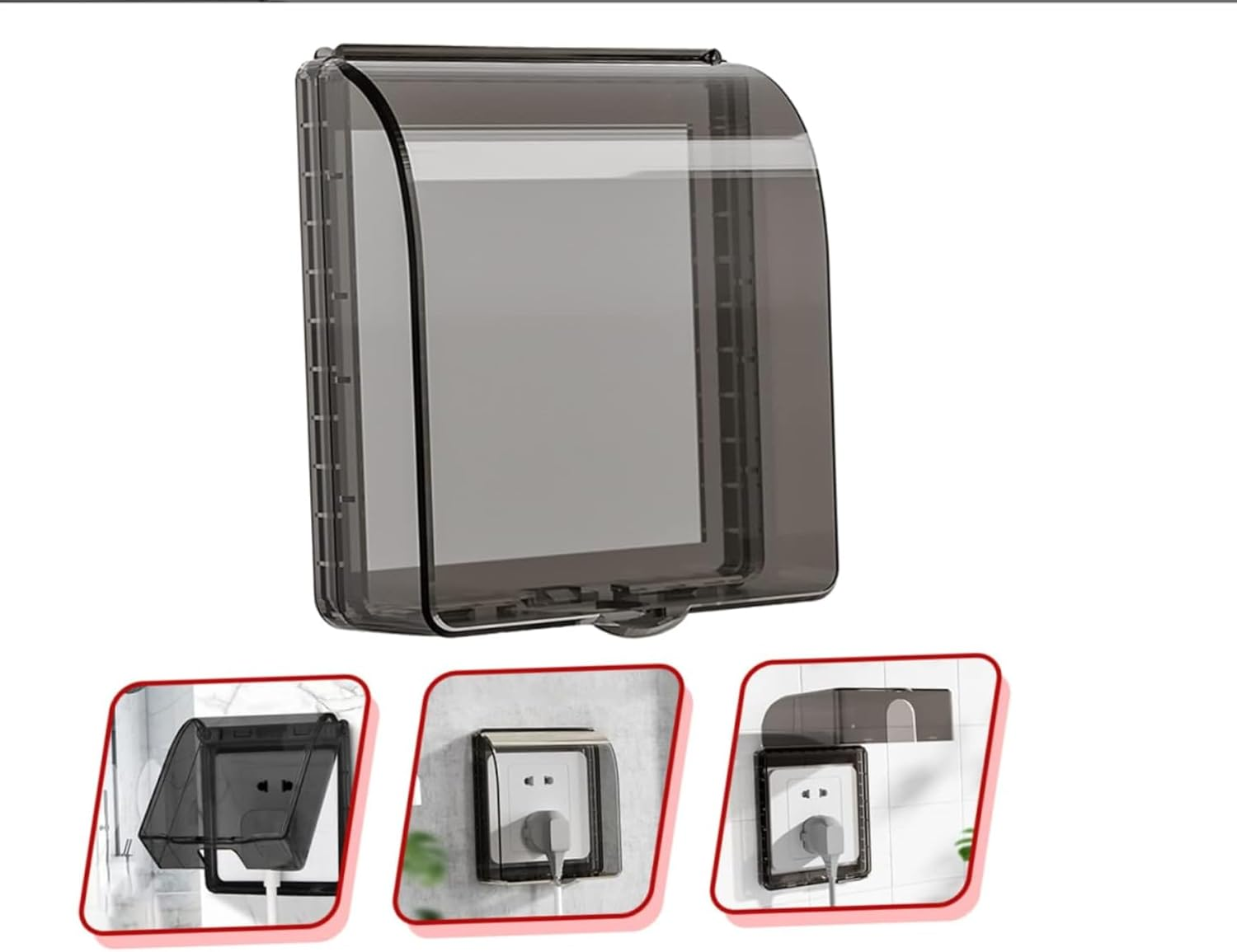 Wall Switch Waterproof Box Universal Plug Socket Cover Wall Light Panel Socket Doorbell Flip Cap Cover Home Bathroom Kitchen Accessory（Black） image number 2