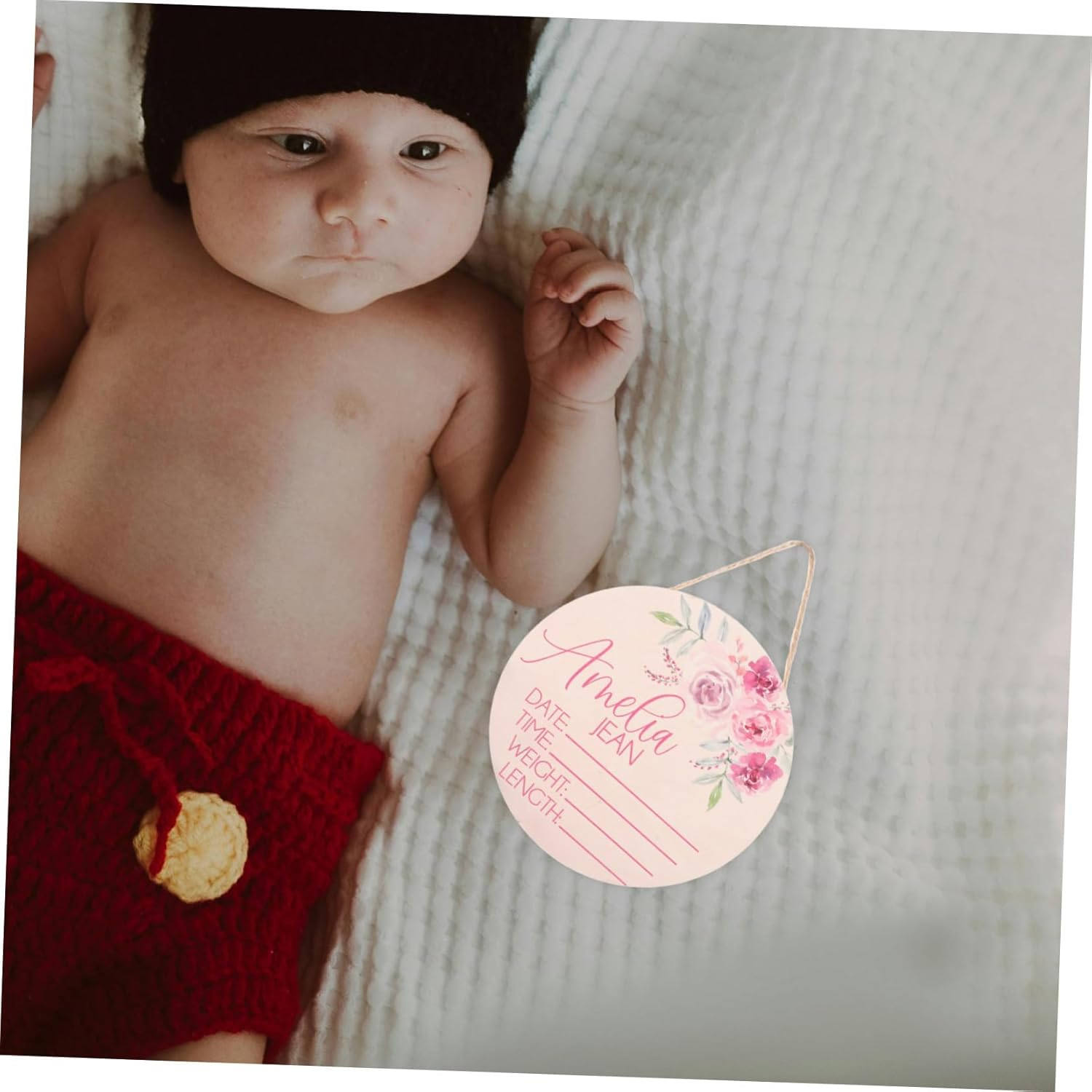 ERINGOGO 2Pcs Newborn Name Announcement Sign Wooden Birth Name Sign for Hospital Decor image number 4