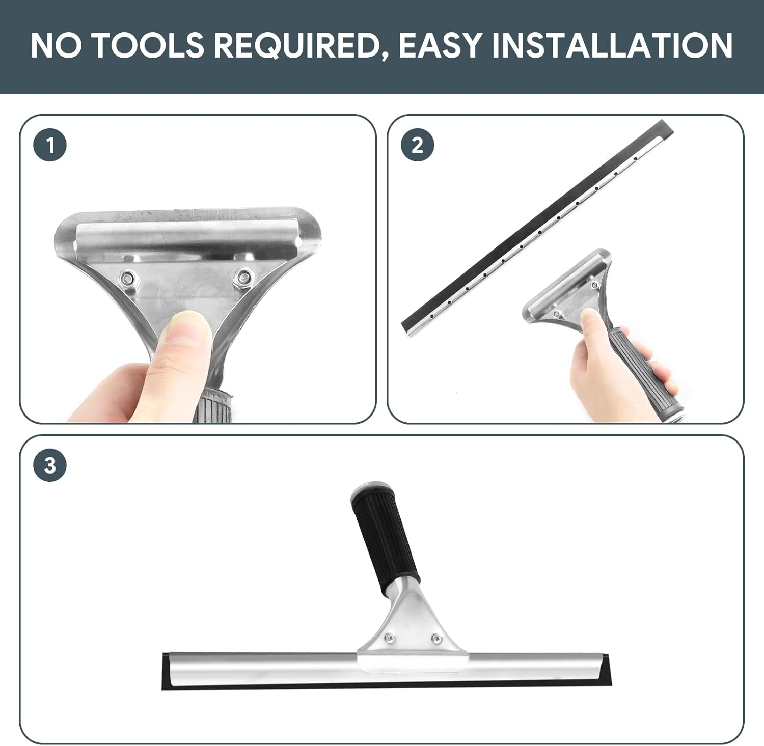 Professional Window Squeegee, 35 Cm Shower Squeegee, Stainless Steel Window Wiper with Rubber Lip, Window Cleaner, Window Cleaning for Shower, Bathroom, Mirror, Glass Cleaning, Tiles, Window Cleaning image number 4