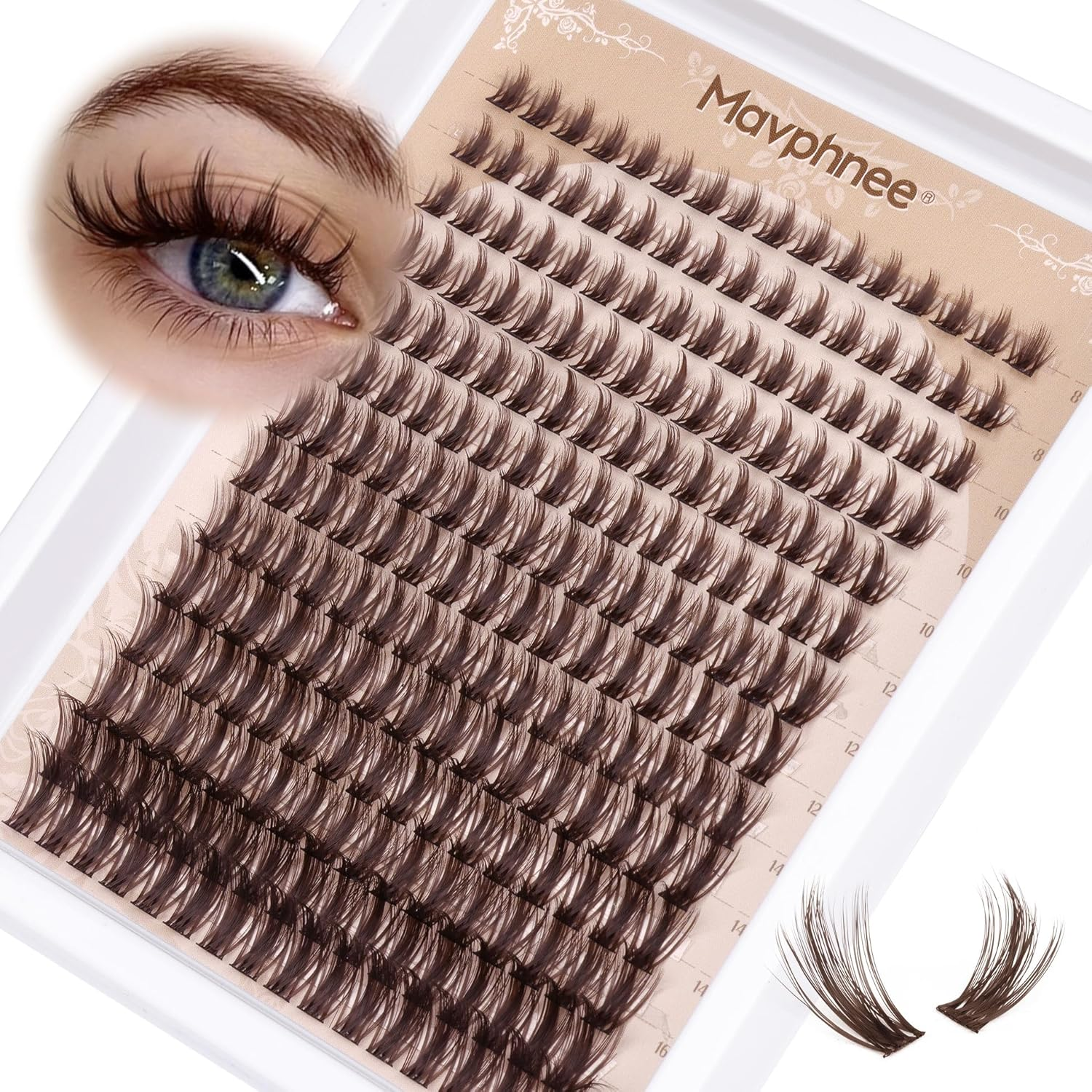 Brown Lash Clusters Wispy Eyelash Clusters Spiky Cluster Lashes Anime Individual Lash Extensions Manga Lashes Clusters 8-16MM Dark Brown Cluster Eyelash Extensions by Mavphnee image number 4