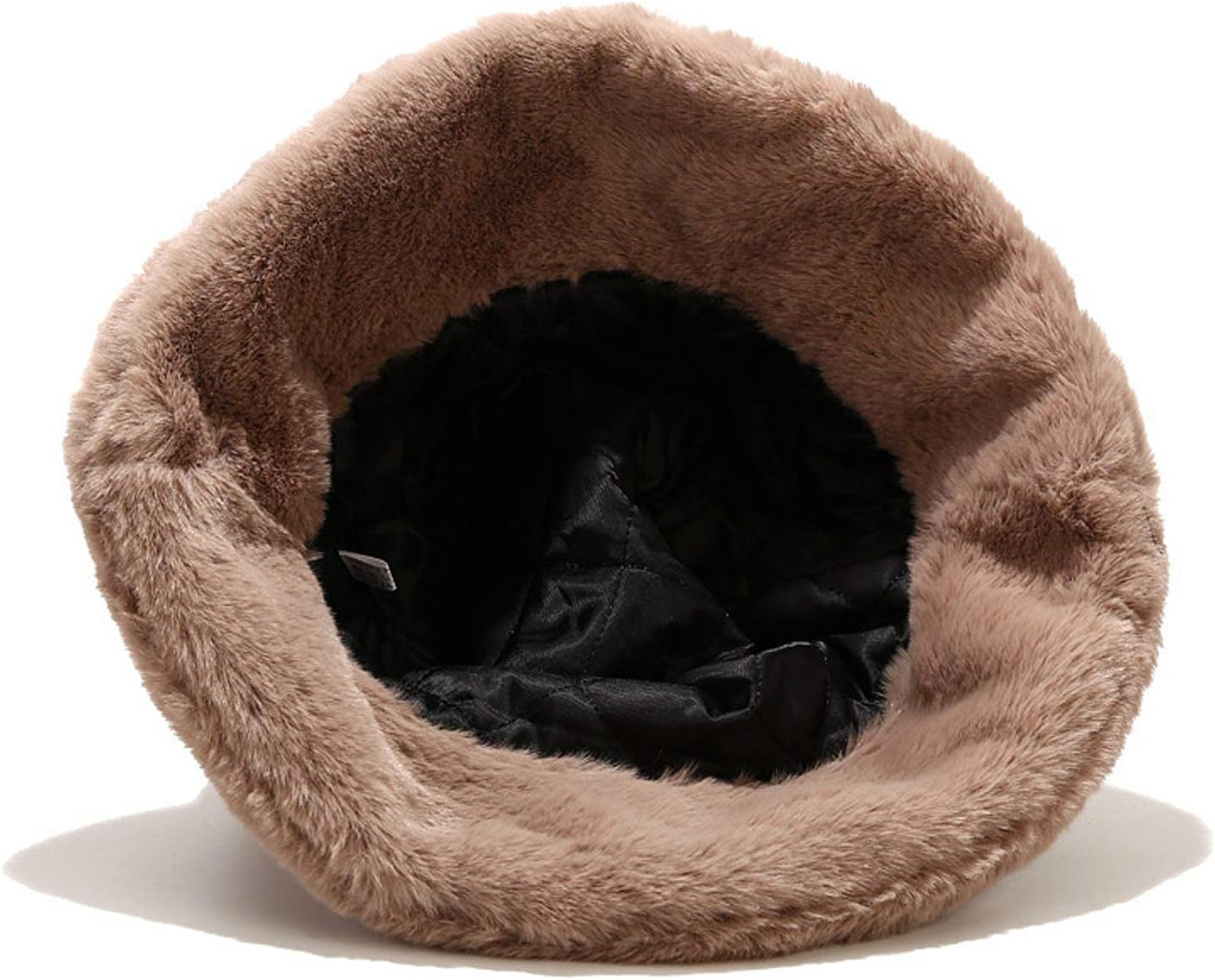 Fluffy Faux Fur Bucket Hat Winter Warm Hat for Women Men - A Caramel image number 2