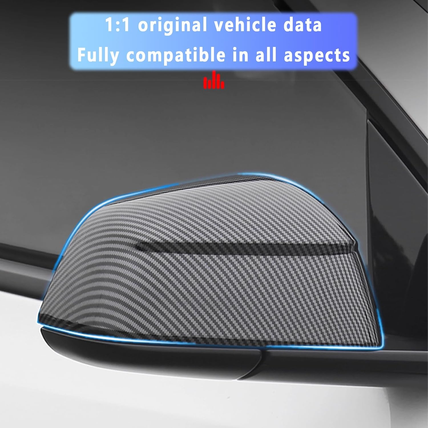 Fit Tesla Model Y Juniper Rearview Mirror Guard Cover,For ABS Side Mirroe Cover Exterior Accessories Compatible with Tesla Model Y Juniper 2025 2026(Glossy Carbon Pattern) image number 3