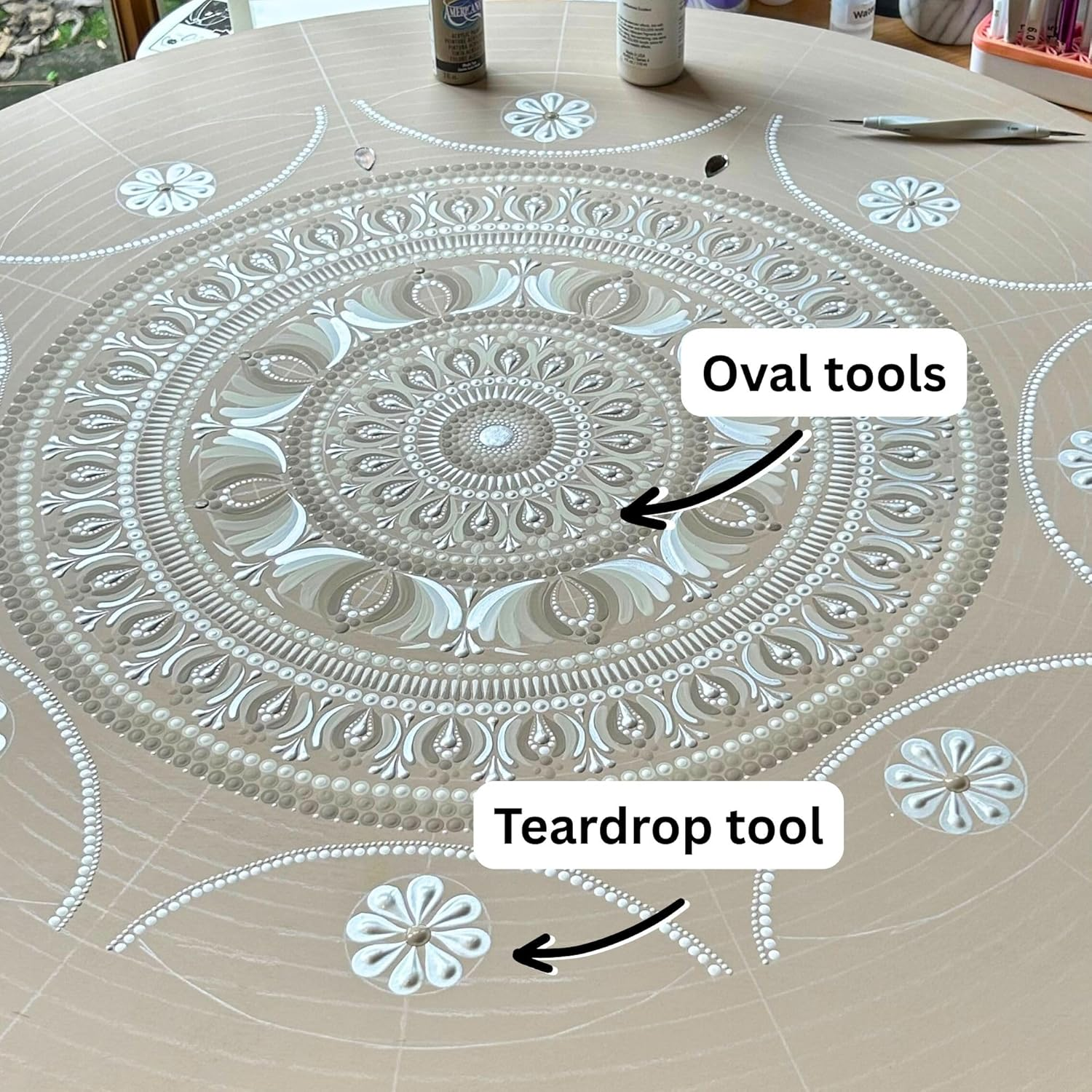 Oval Dotting Tools - Teardrop Dotting Tools - Happy Dotting Company - 8 Double-Ended Set for Dot Mandala Painting - Oval Shaped Tools - Teardrop Shaped Tools - Dot Painting image number 2