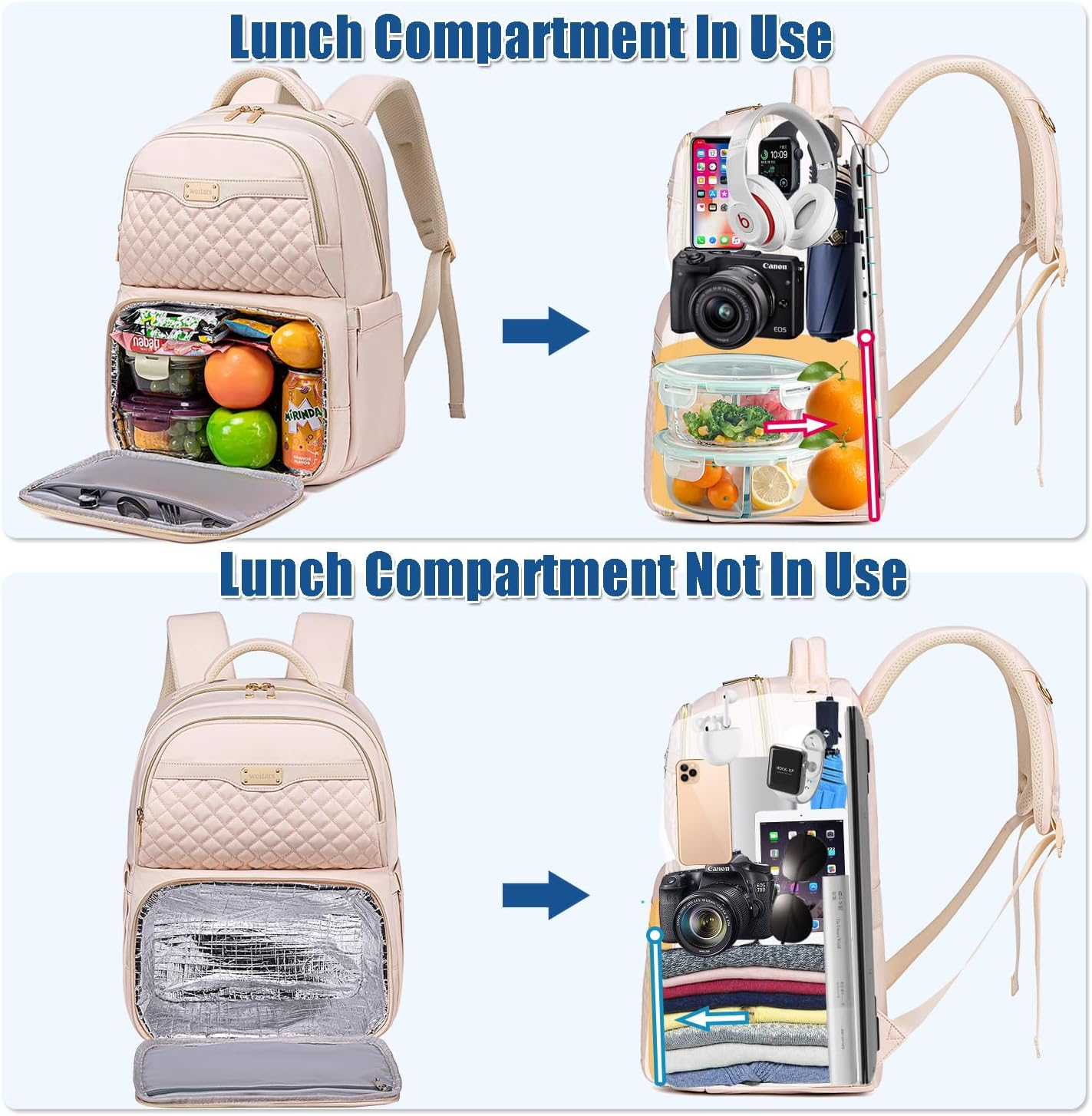 Weitars Lunch Backpack, Insulated Cooler Backpack 15.6 Inch Laptop Backpack for Women Men,Travel Backpack,Work Backpack