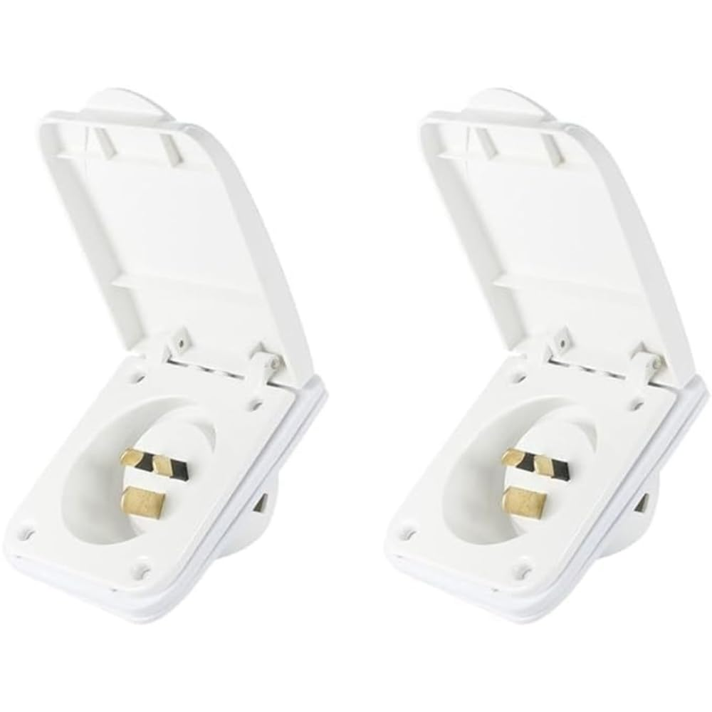 15A Caravan Inlet RV Camper Motor Home Power Socket White Black 240 (2 Pack) image number 1