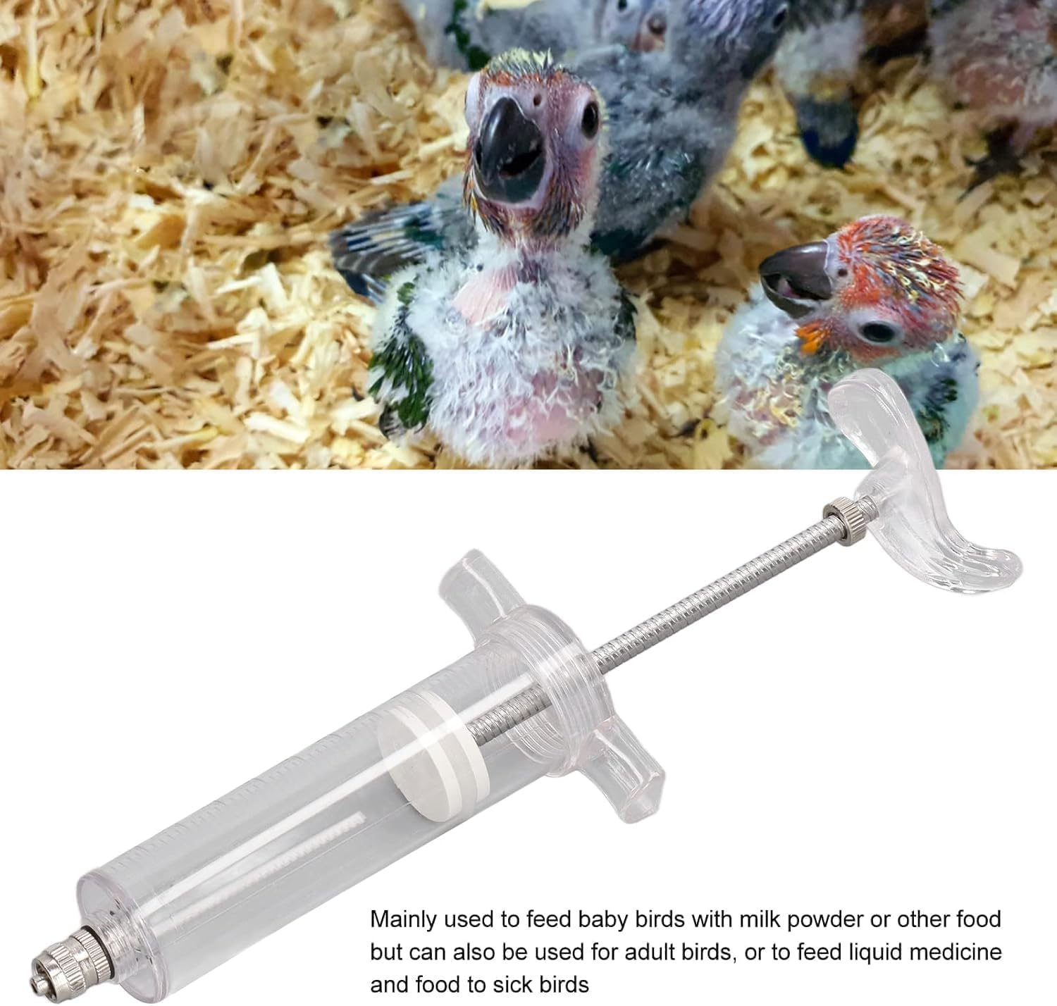 Manual Feeding Syringe Set Feeding Tubes with Curved Gavage Tubes and Stainless Steel Metal Feeding Spoon for Baby Birds Parrot Small Pet image number 1