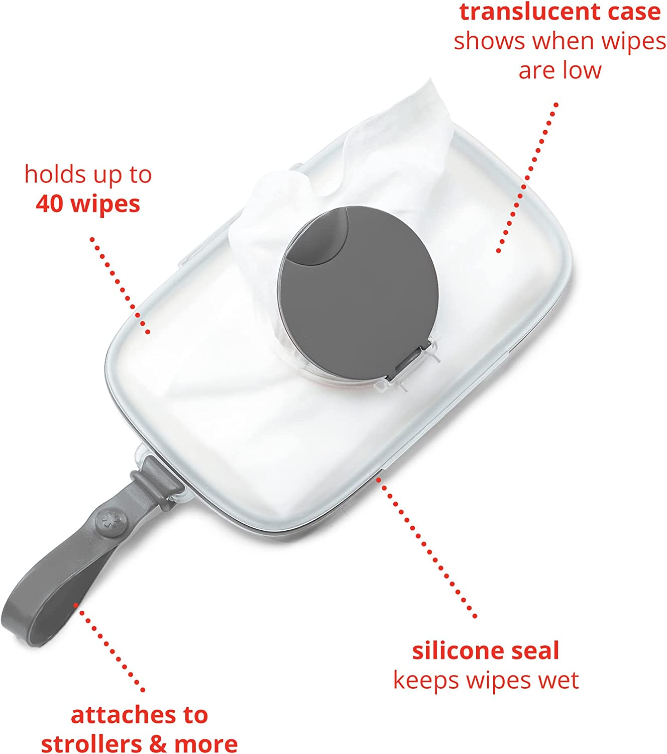 Skip Hop On-The-Go Snug Seal Baby Wipes Case, Grey - Blush image number 4