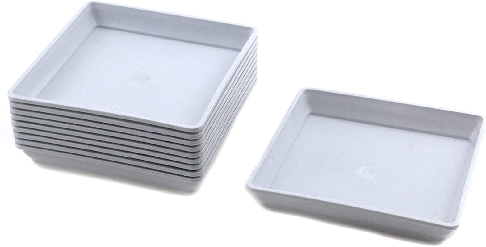 Pufguy Plant Saucers White Plant Tray 4.7" X 4.7" Square Drip Trays Planter Pots - 10Pcs