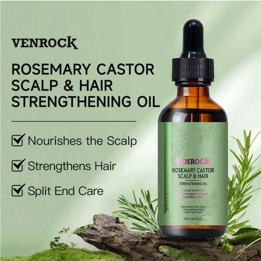Rosemary Castor Scalp and Hair Strengthening Oil with Biotin, 60Ml image number 5