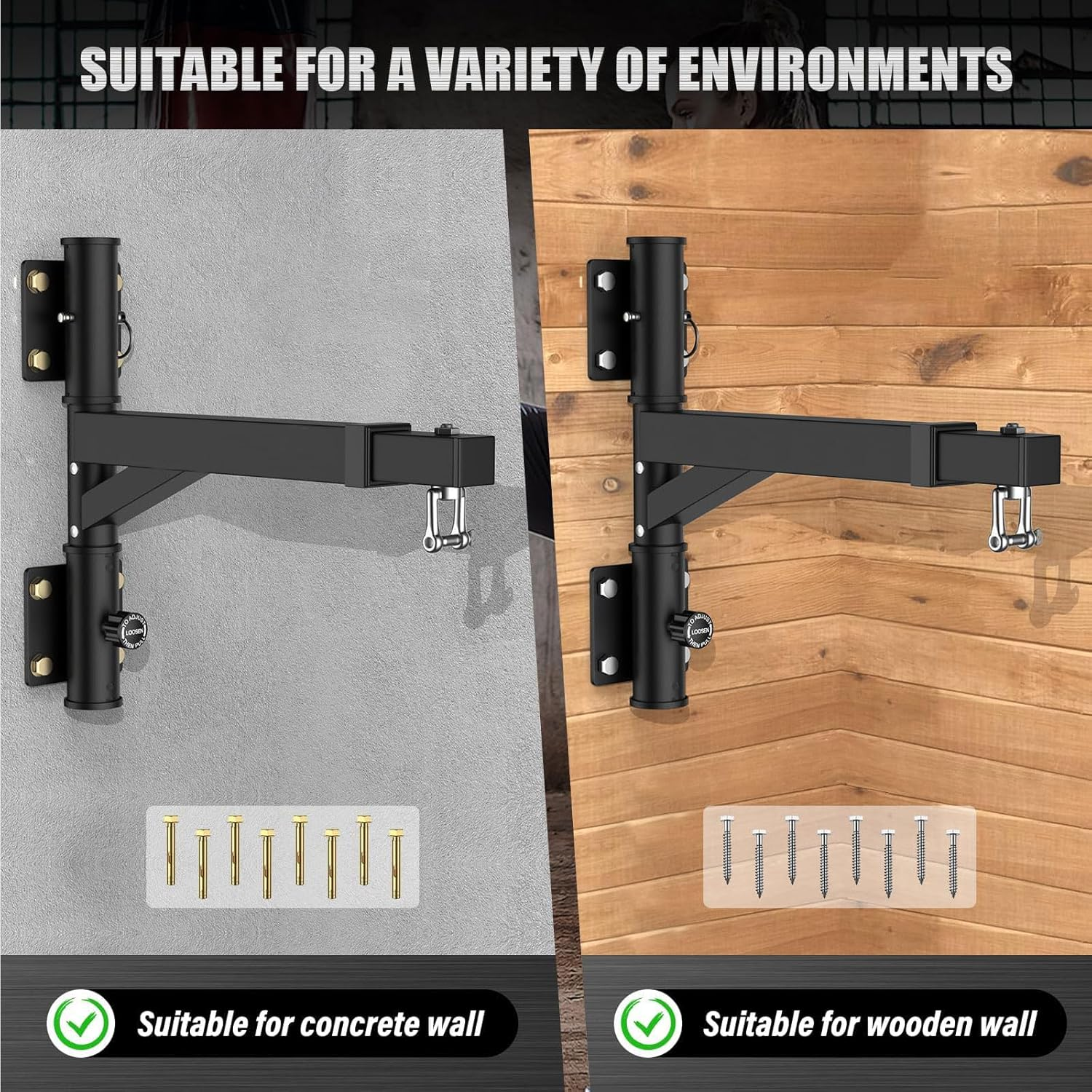 Homodoskey Heavy Bag Hanger - Wall Mount Punching Bag Hanger, Adjustable Heavy-Duty Boxing Bag Wall Bracket, Punching Bag Mount Stand for Home or Gym, for Kickboxing Bag, Muay Thai Bag,Etc image number 5