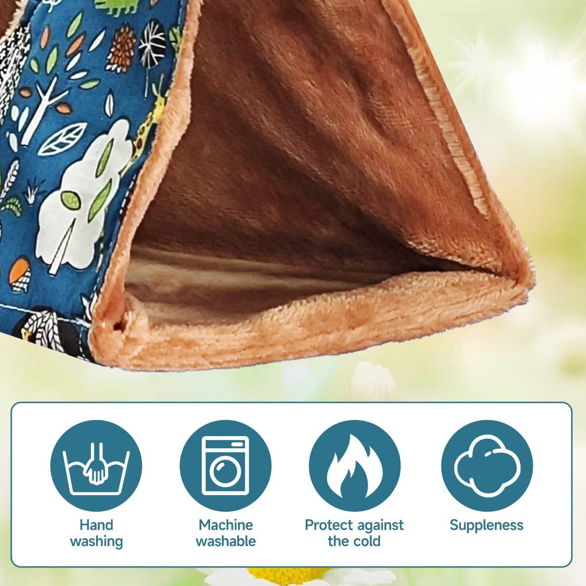 Large Bird Hanging Hammock Winter Warm Bird Nest House Suspended Hammock Plush Shed Swing Cave Cabin for Parrot Parakeet Cockatiels Budgies Lovebird (Blue) image number 3