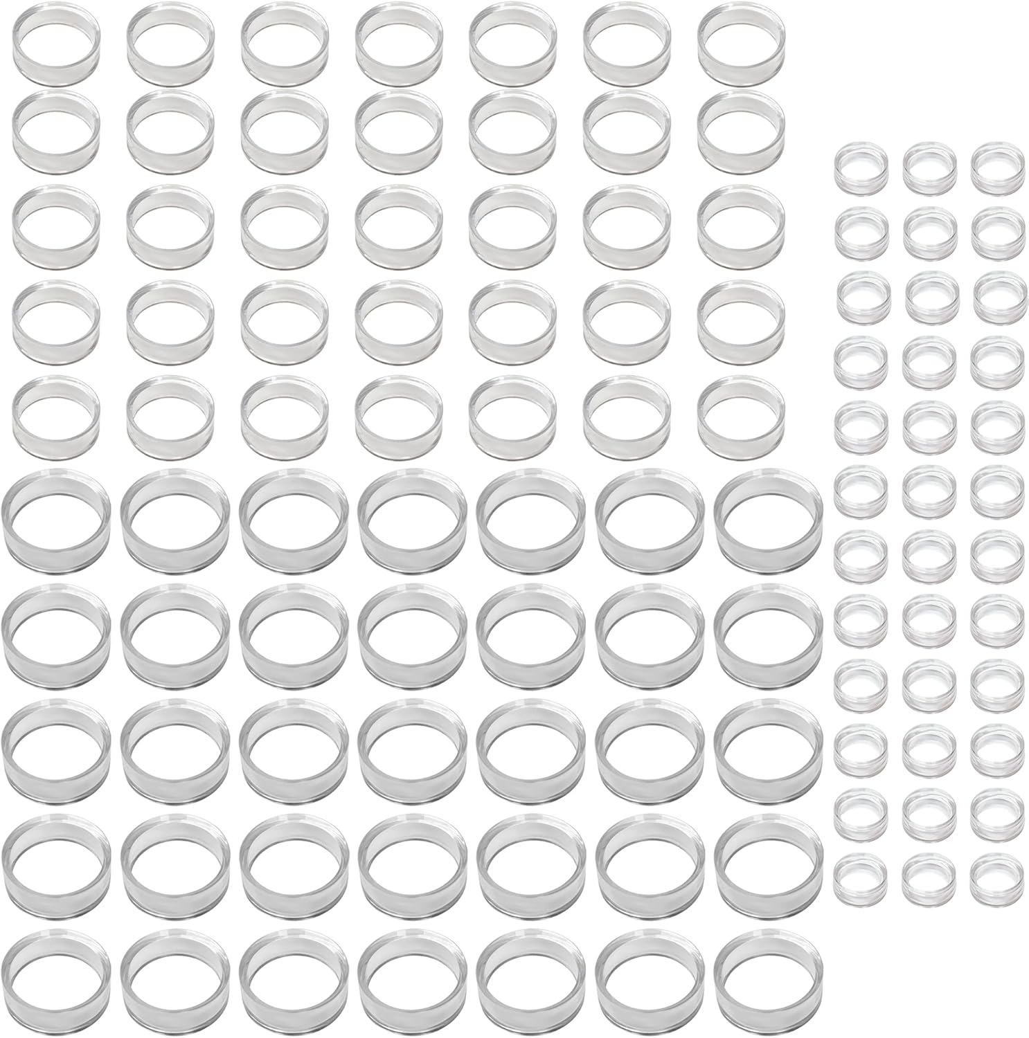 TERDEWE 48Pcs Clear Sphere Stand, Ball Stand Holder Rings - round Acrylic Plastic Display for Golf, Baseball, Softball, Tennis, Spheres, Marbles, Collection - 3 Sizes