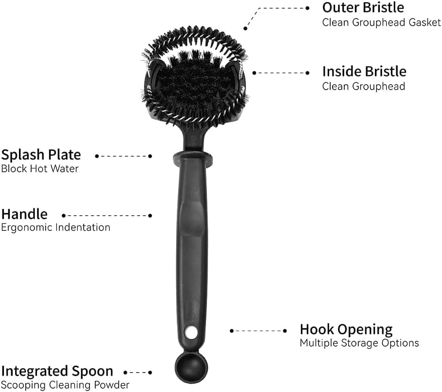 Watchget Espresso Coffee Machine Cleaning Brush with Detachable 360&deg; Nylon Bristles - Group Head Cleaning Tool V2 58Mm image number 6