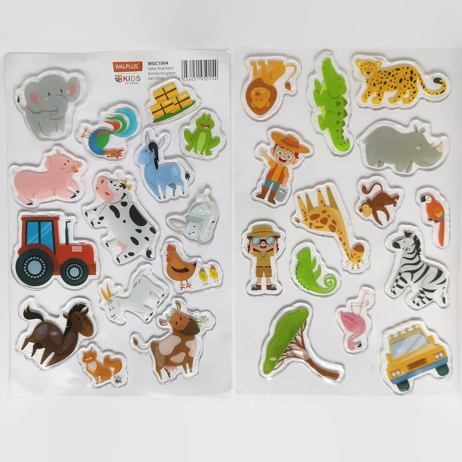 WALPLUS Gel Clings Window Decals Stickers for Kids Toddlers Window Stickers Window Clings Removable Reusable Nursery Room Classroom Party Supplies Safari and Farm Animal 28 Pcs image number 4