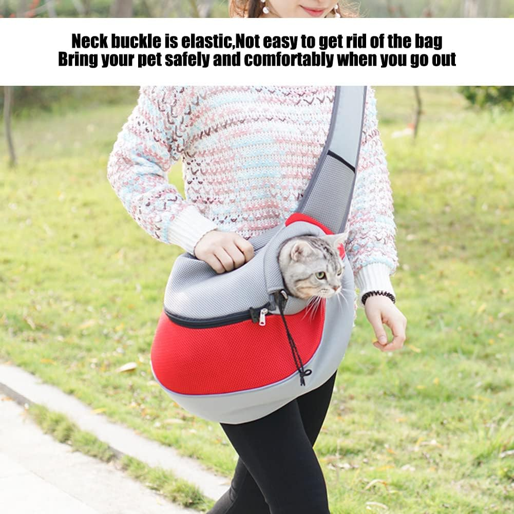 Versatile Red Mesh Pet Carrier Sling Backpack Portable Outdoor Dog & Cat Travel Bag Ideal for Small Pets, Pet Outdoor Bag, Dog Carrier, Pet Sling Backpack for Active Owners image number 2